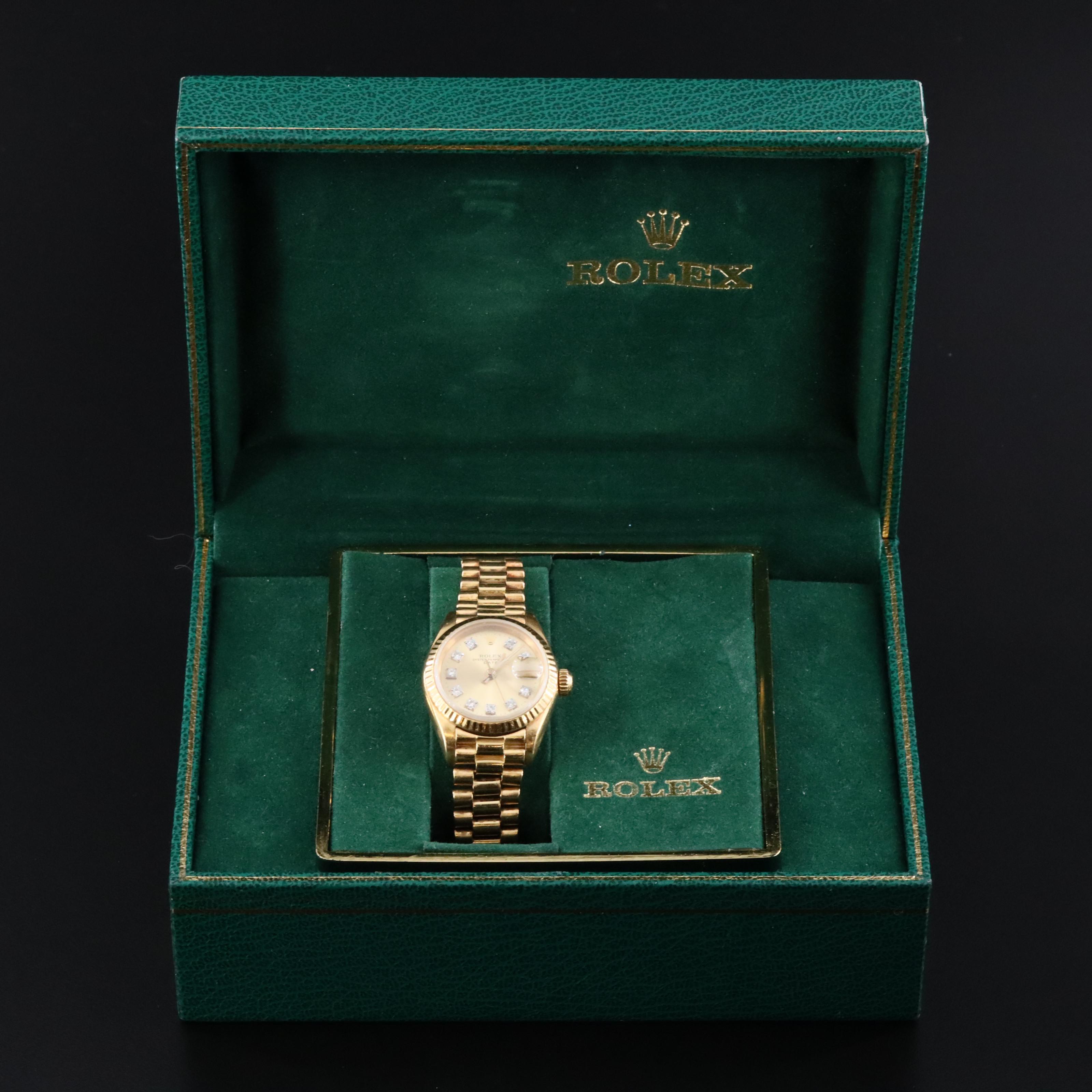 1983 Rolex Custom Diamond Dial President Band 69178 Date Watch