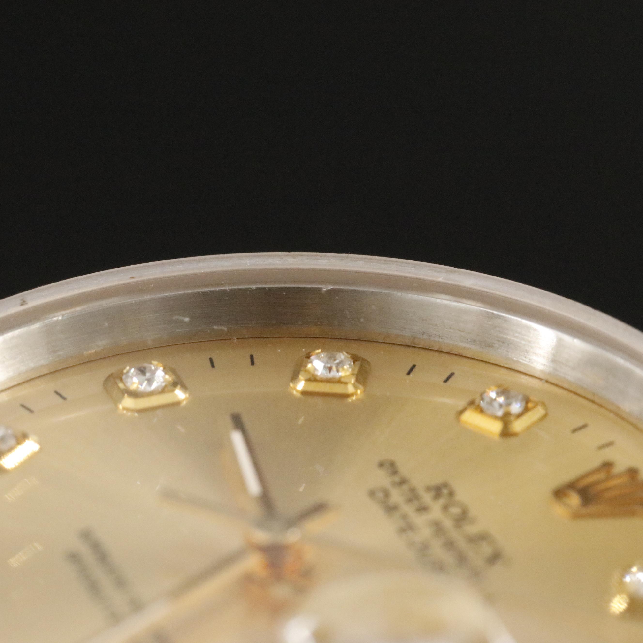 1991 Rolex Custom Diamond Dial Steel & Gold 36mm Datejust 16233 Watch