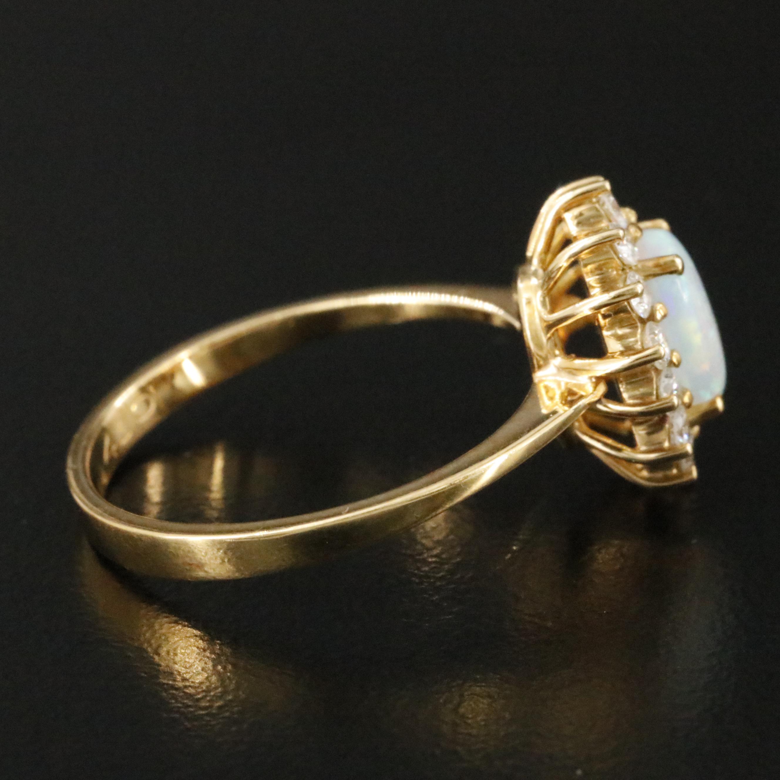 18K Opal and Diamond Halo Ring