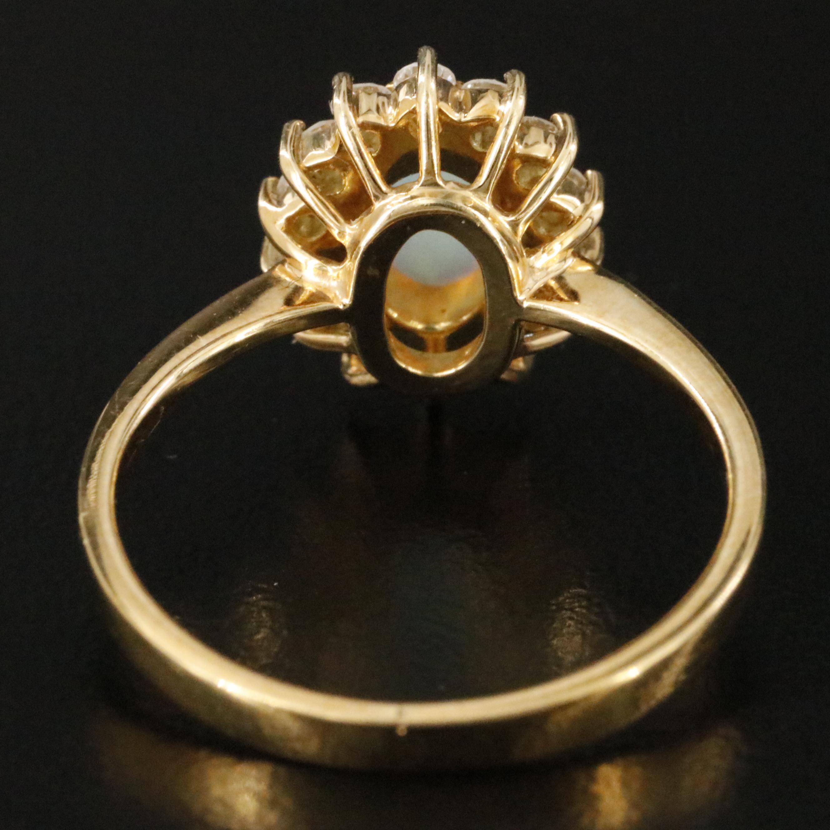 18K Opal and Diamond Halo Ring