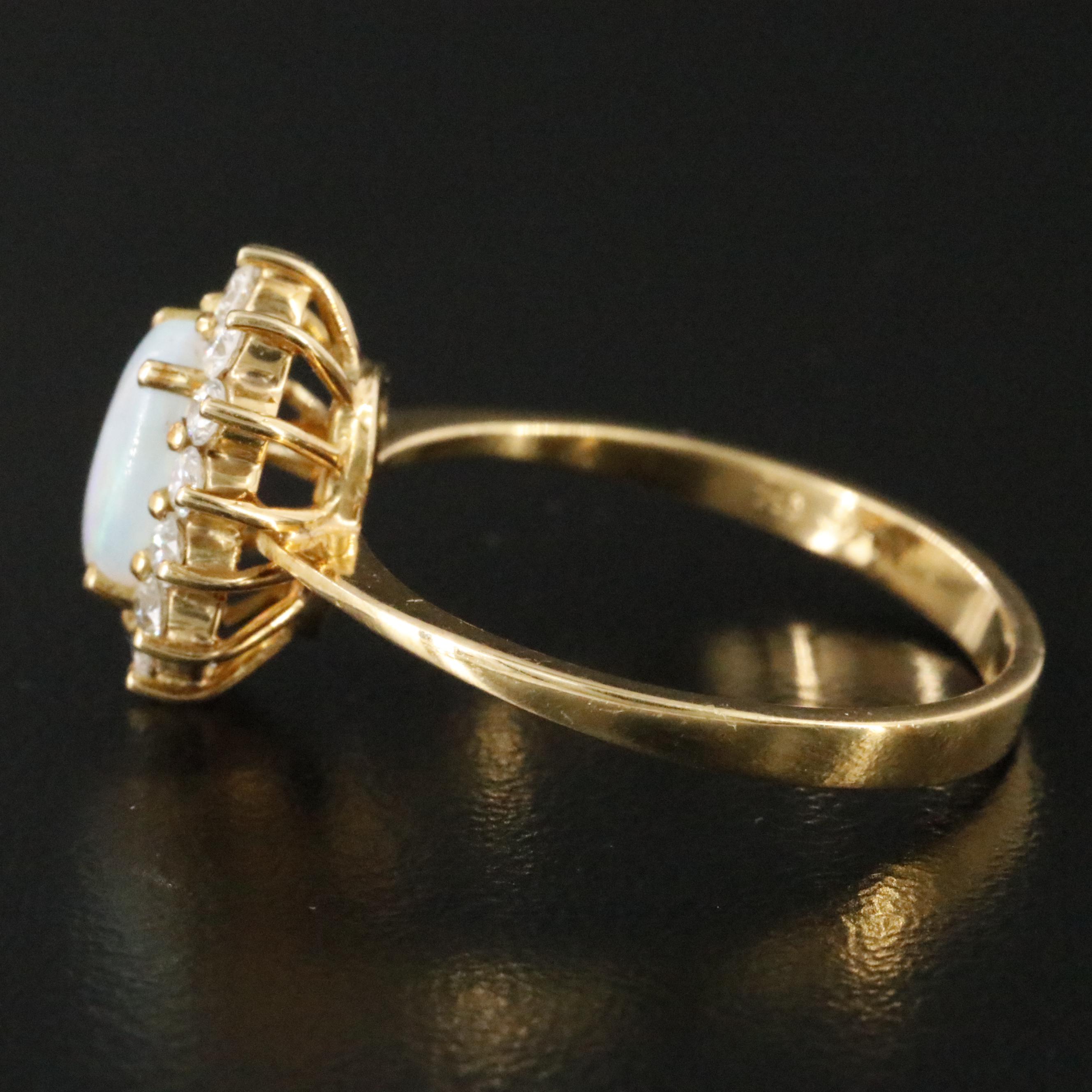 18K Opal and Diamond Halo Ring