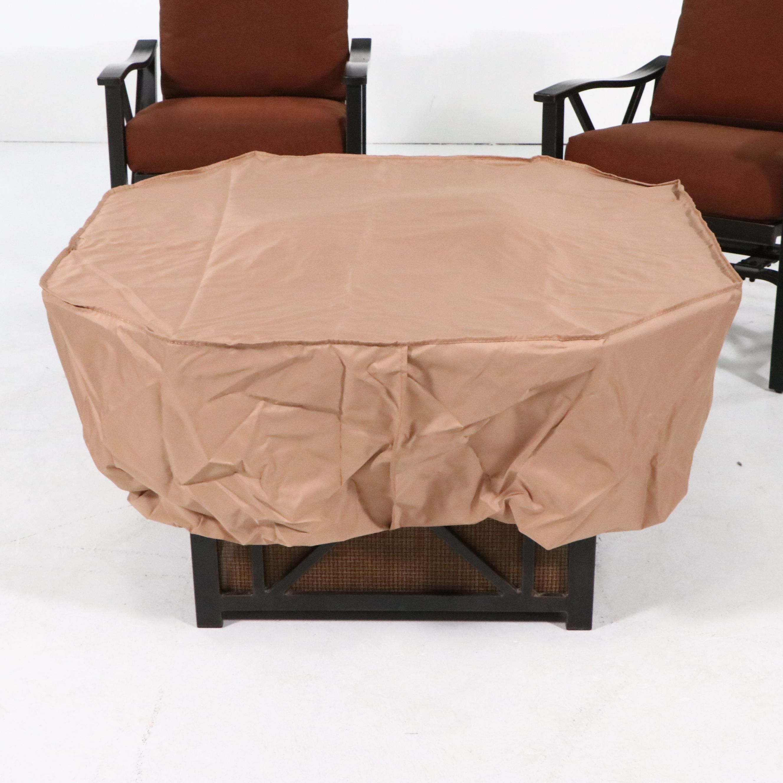 Contemporary Five-Piece Patio Lounge Set with Fire Pit Table