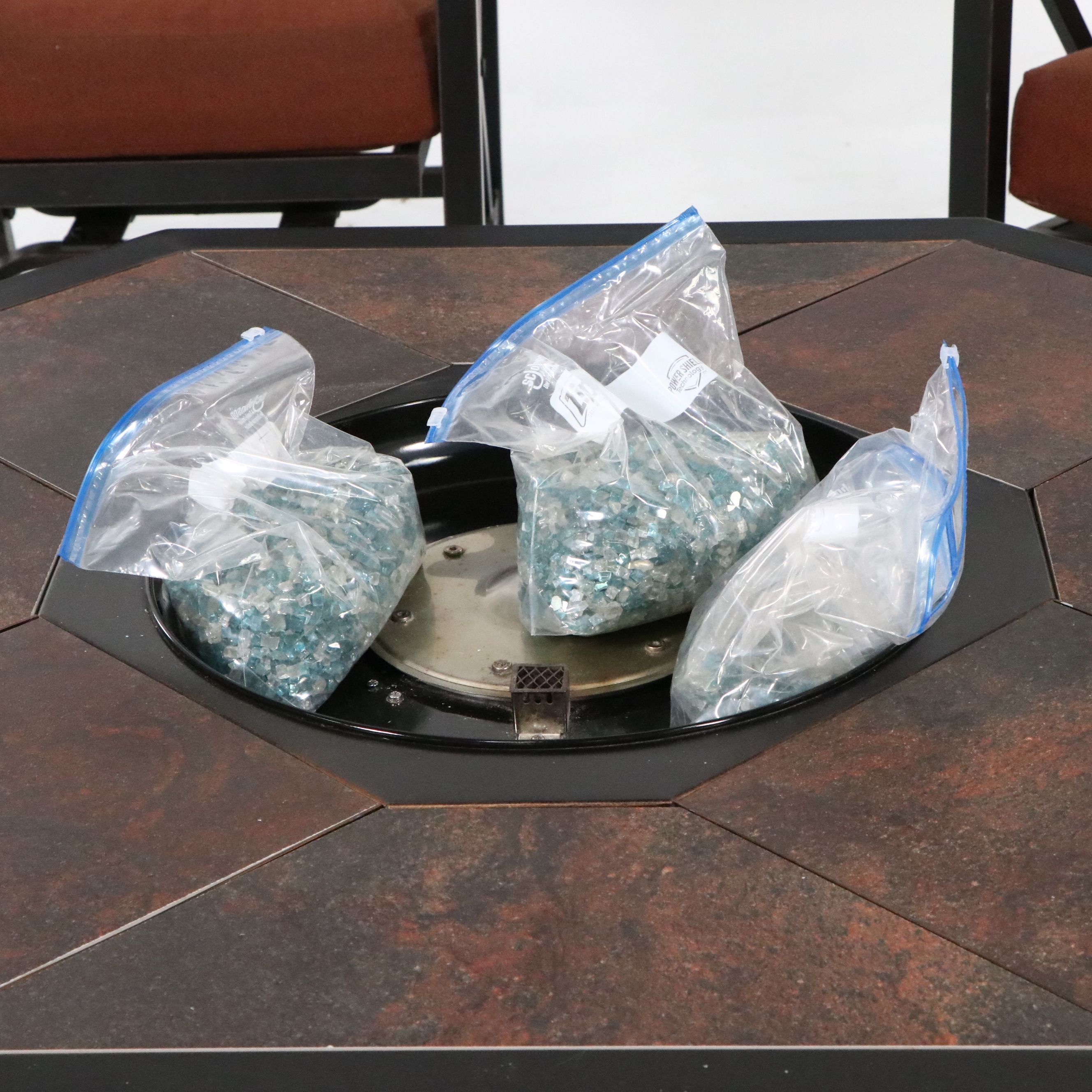 Contemporary Five-Piece Patio Lounge Set with Fire Pit Table