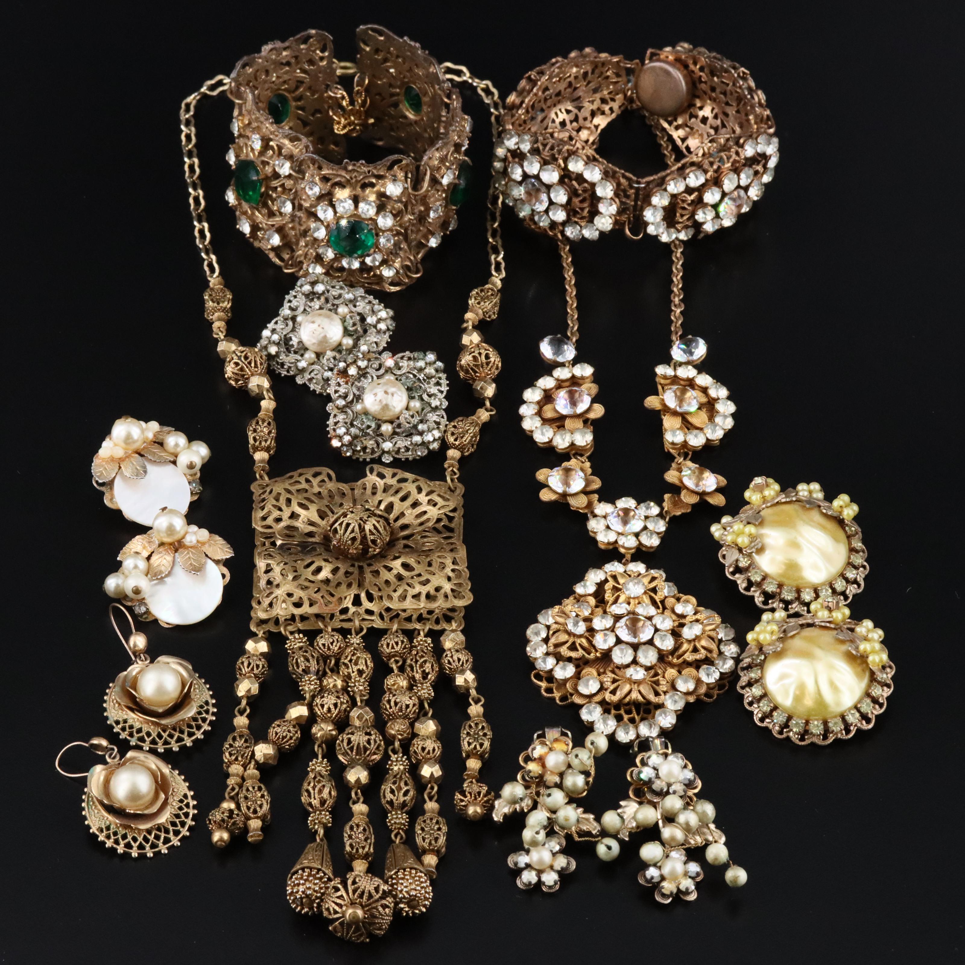 Vintage Rhinestone and Mother-of-Pearl Jewelry Collection