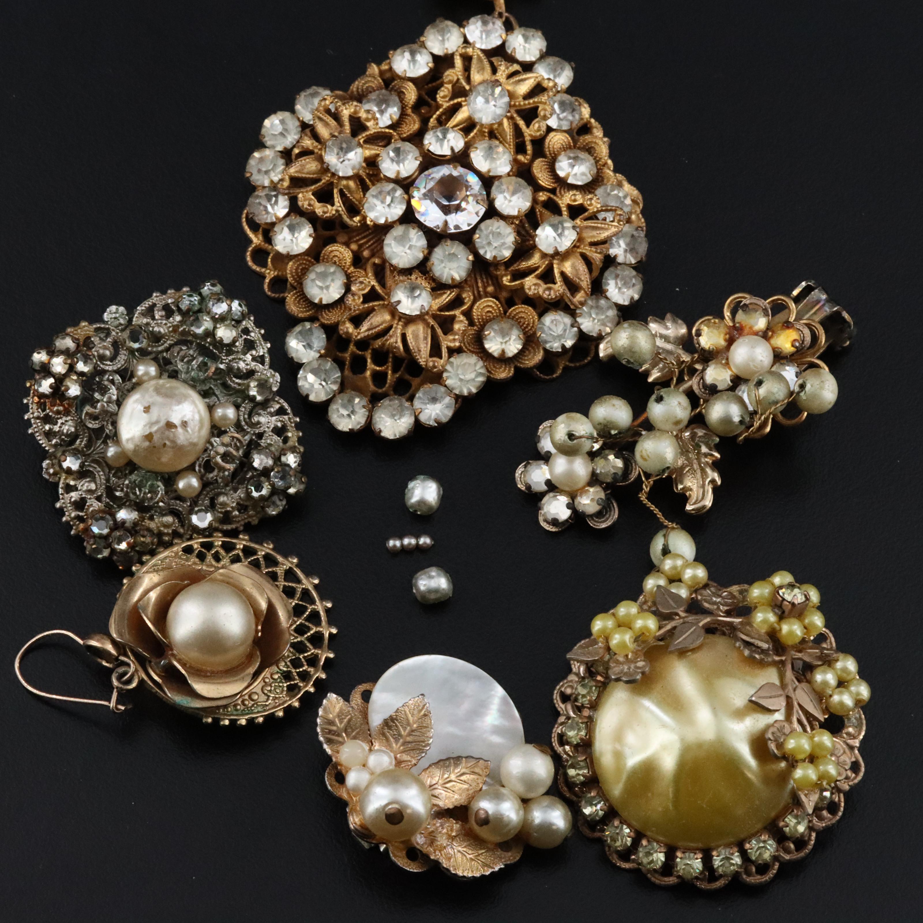 Vintage Rhinestone and Mother-of-Pearl Jewelry Collection