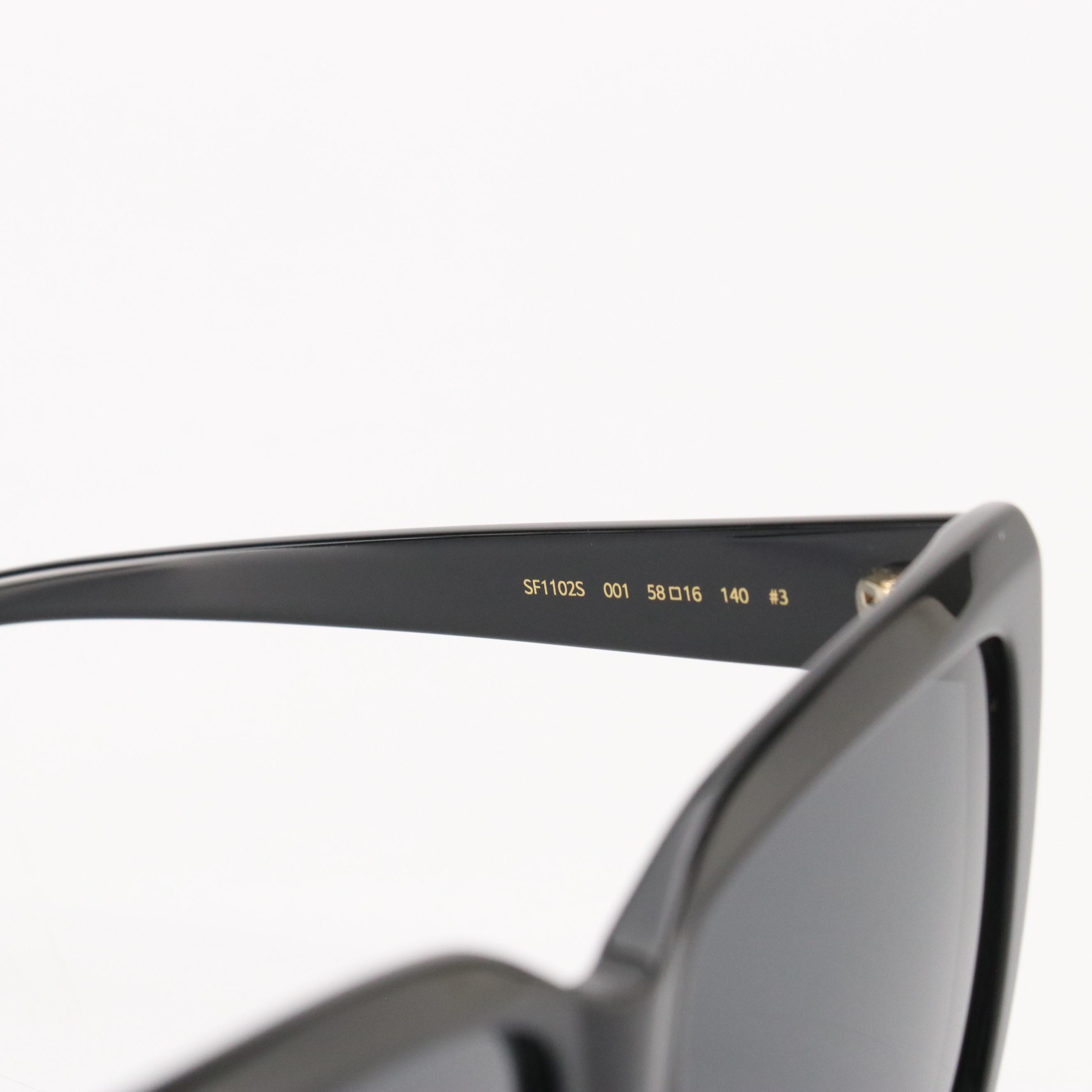 Salvatore Ferragamo SF1102S Black Cat-Eye Sunglasses with Case and Box