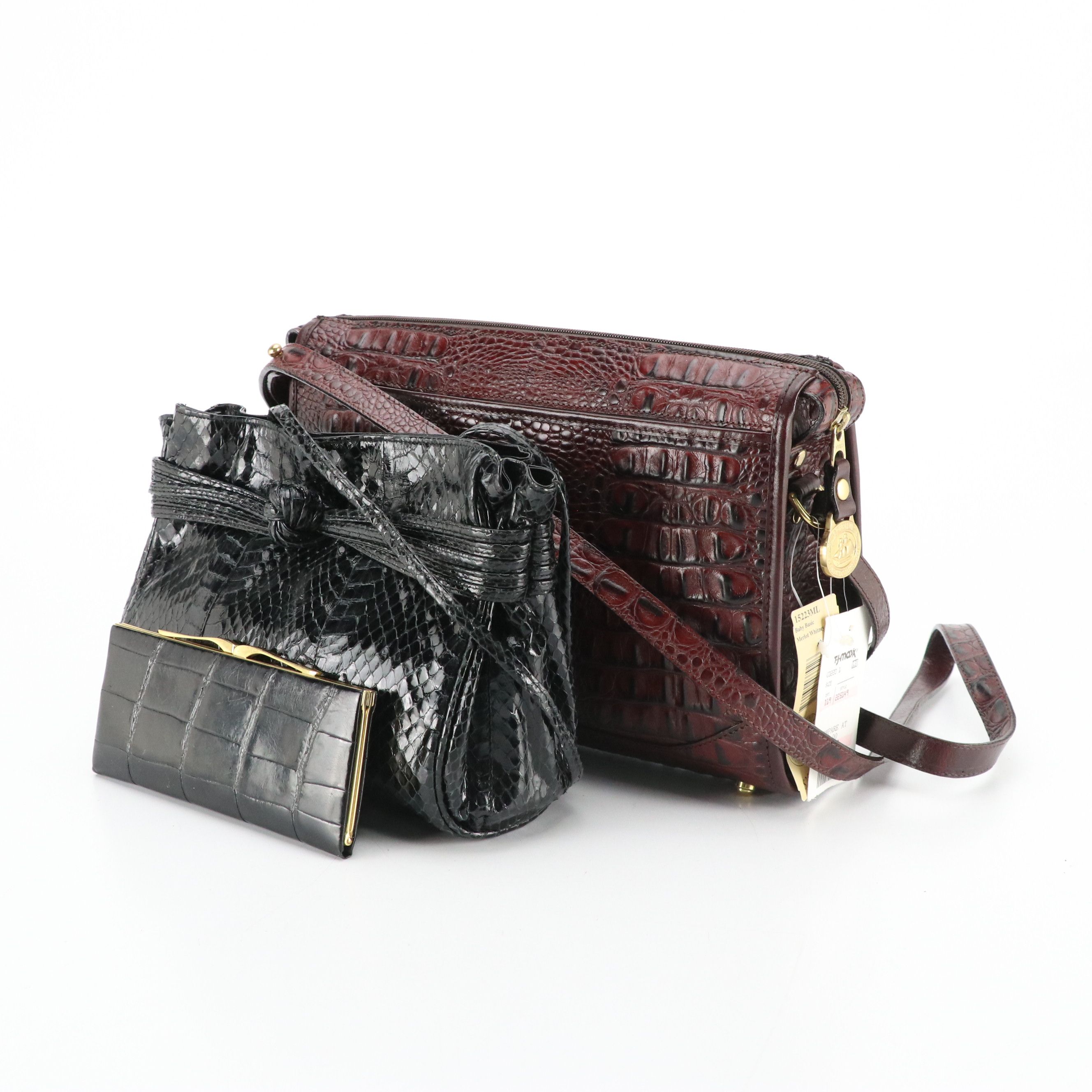 Brahmin "Baby Basic" Merlot Crocodile Leather Shoulder Bag, Other Bag & Wallet