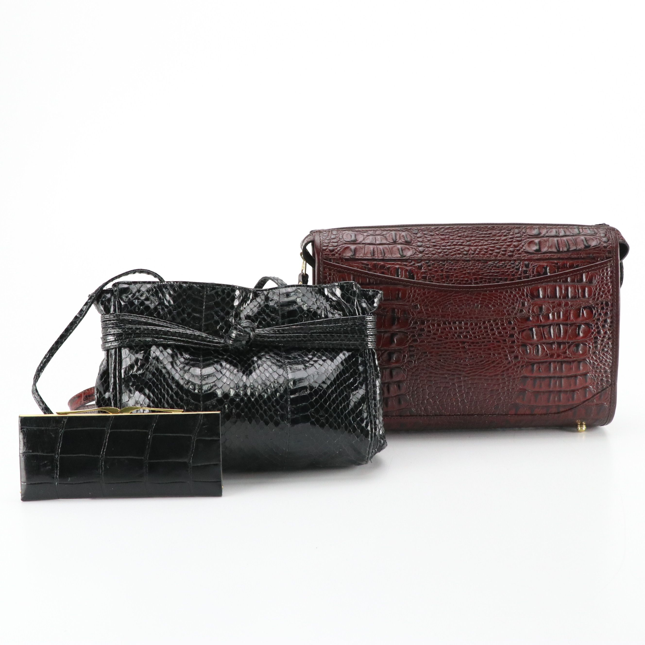 Brahmin "Baby Basic" Merlot Crocodile Leather Shoulder Bag, Other Bag & Wallet