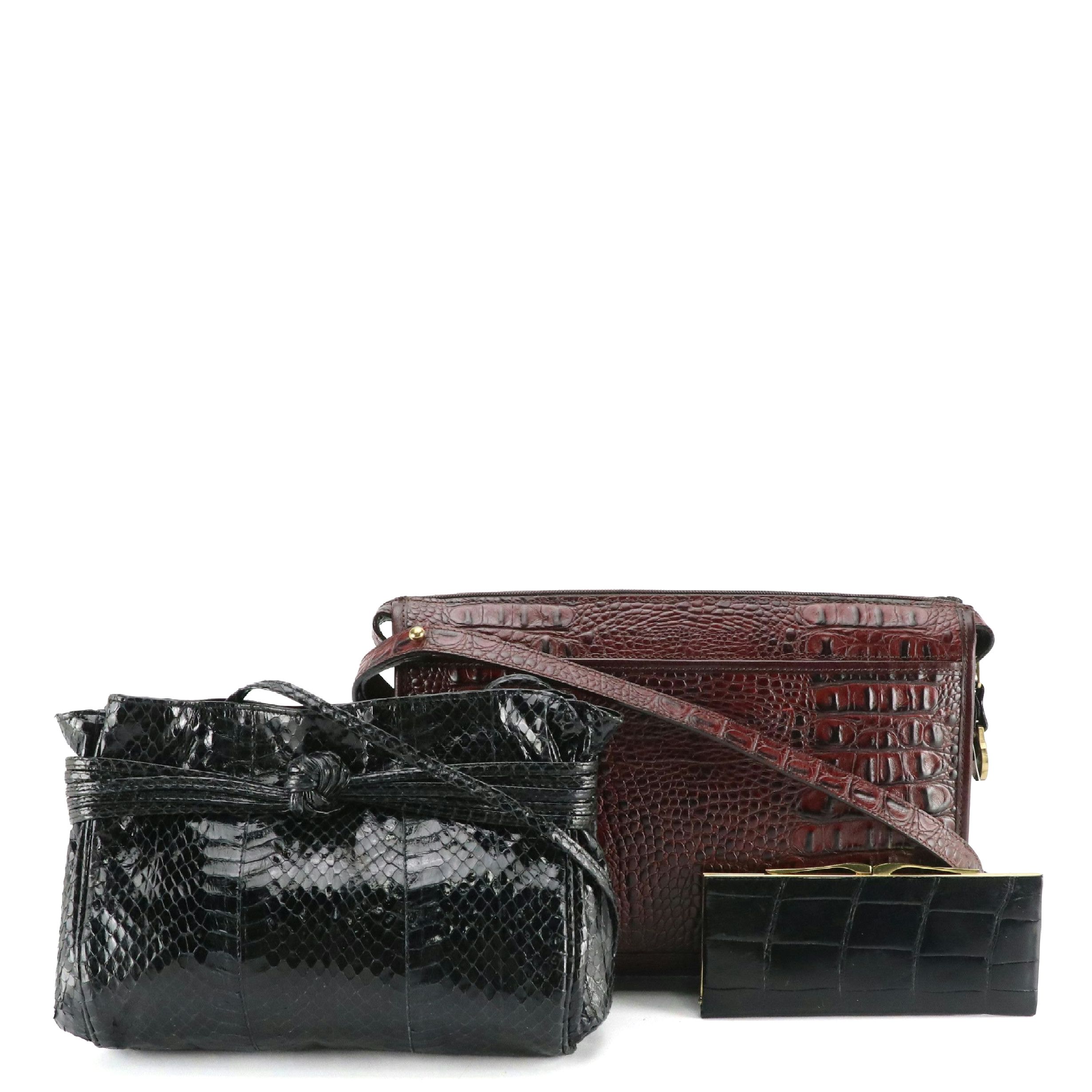 Brahmin "Baby Basic" Merlot Crocodile Leather Shoulder Bag, Other Bag & Wallet