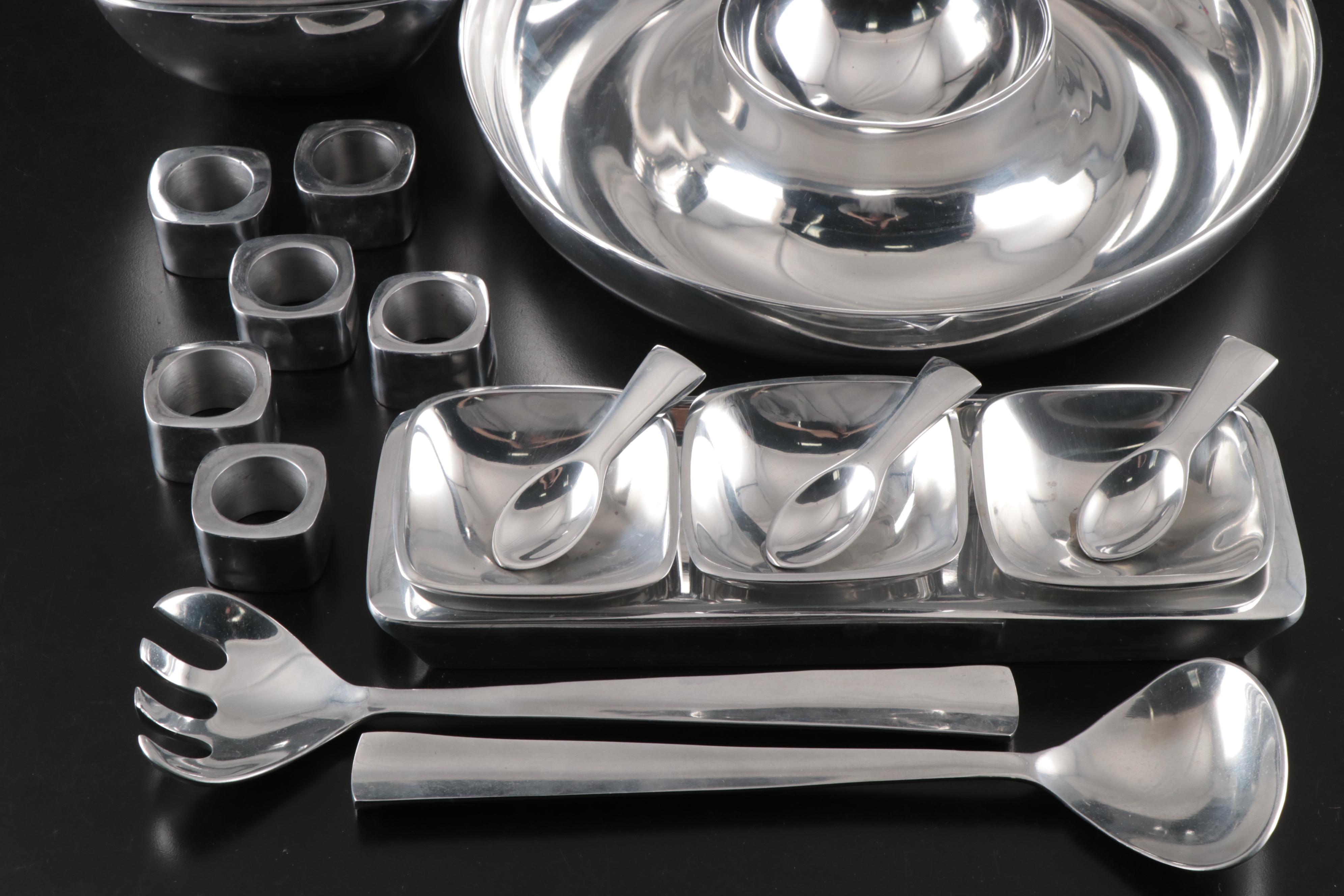 Pottery Barn "Barona" Polished Aluminum Serveware and Table Accessories
