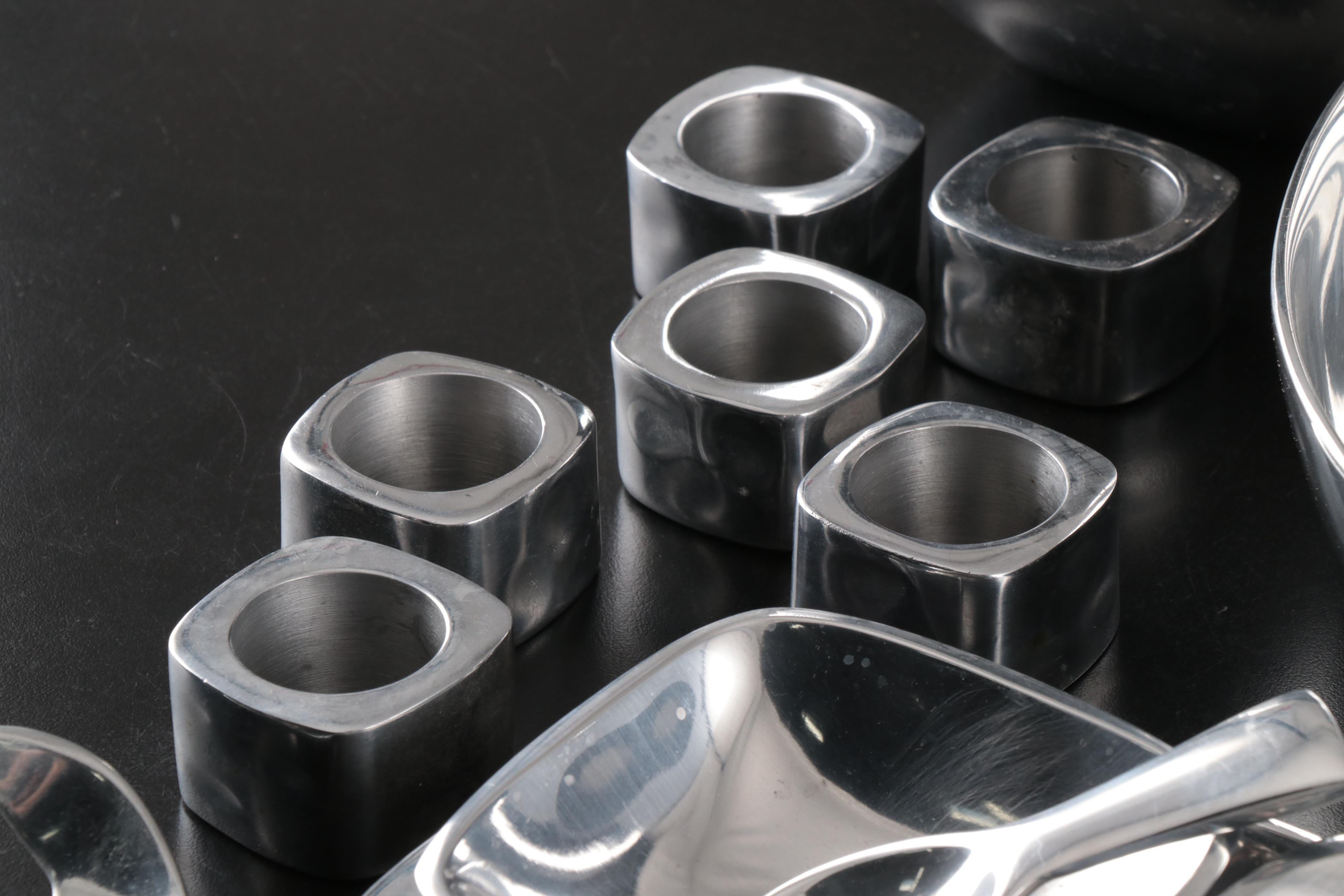 Pottery Barn "Barona" Polished Aluminum Serveware and Table Accessories