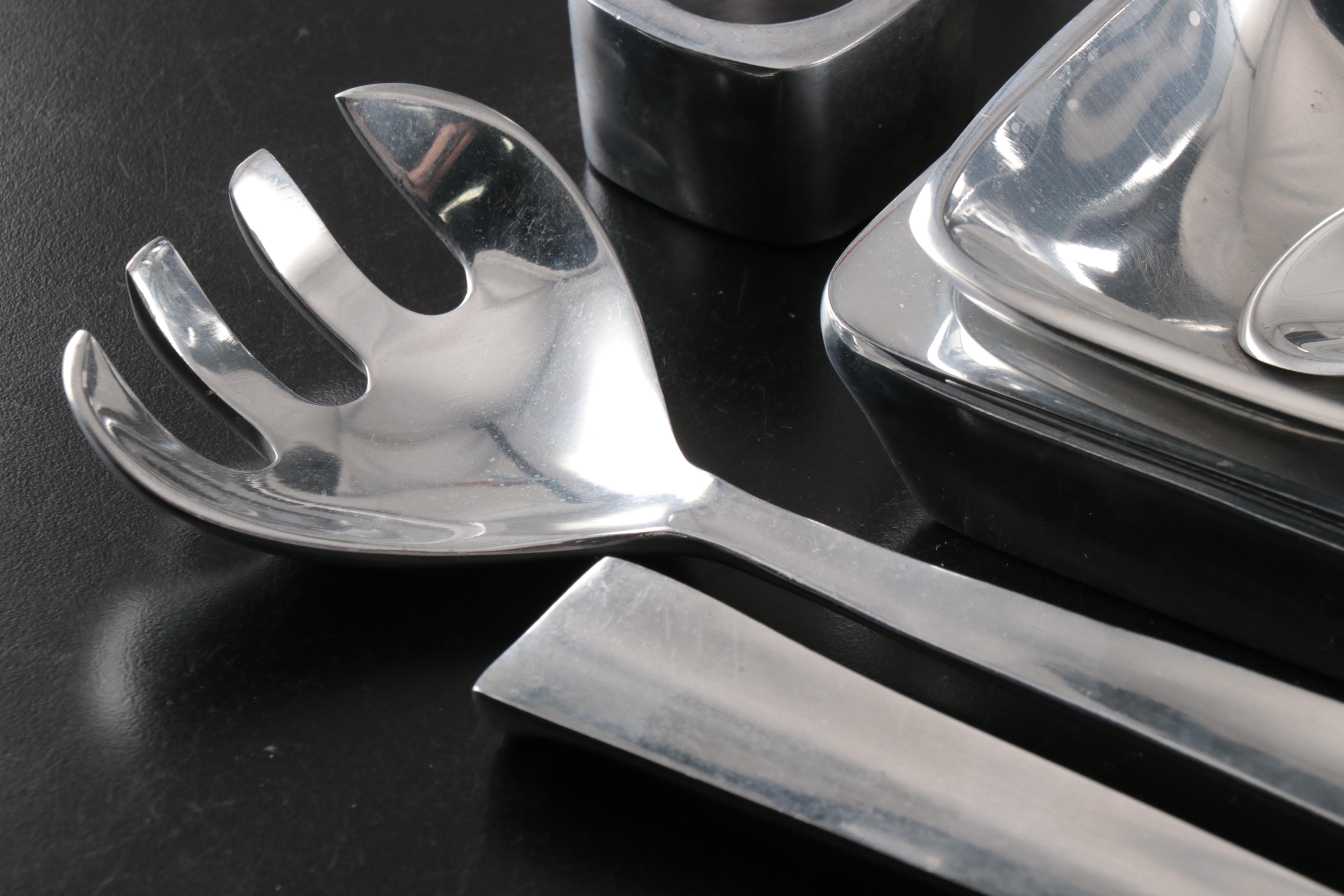 Pottery Barn "Barona" Polished Aluminum Serveware and Table Accessories