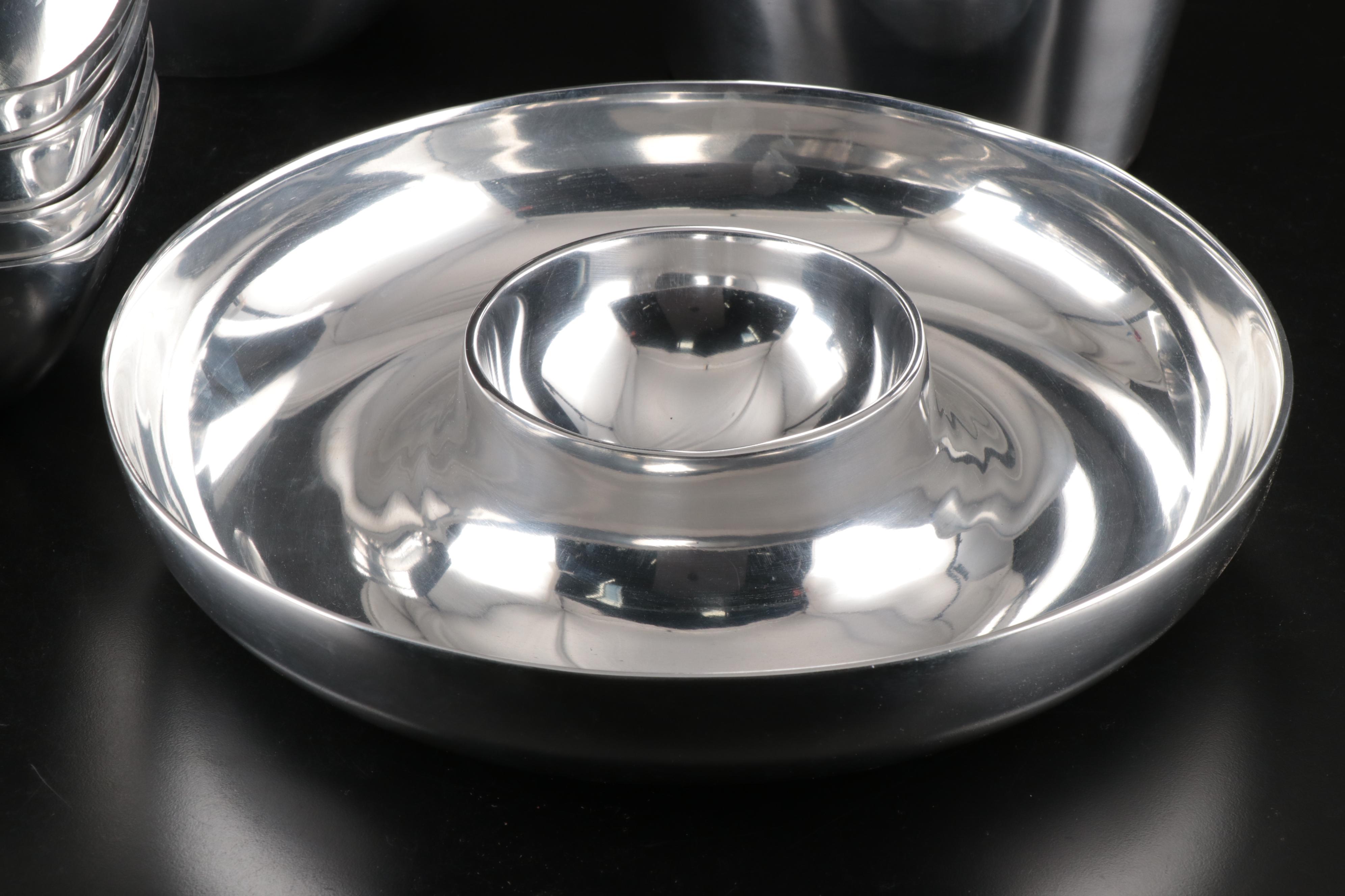 Pottery Barn "Barona" Polished Aluminum Serveware and Table Accessories