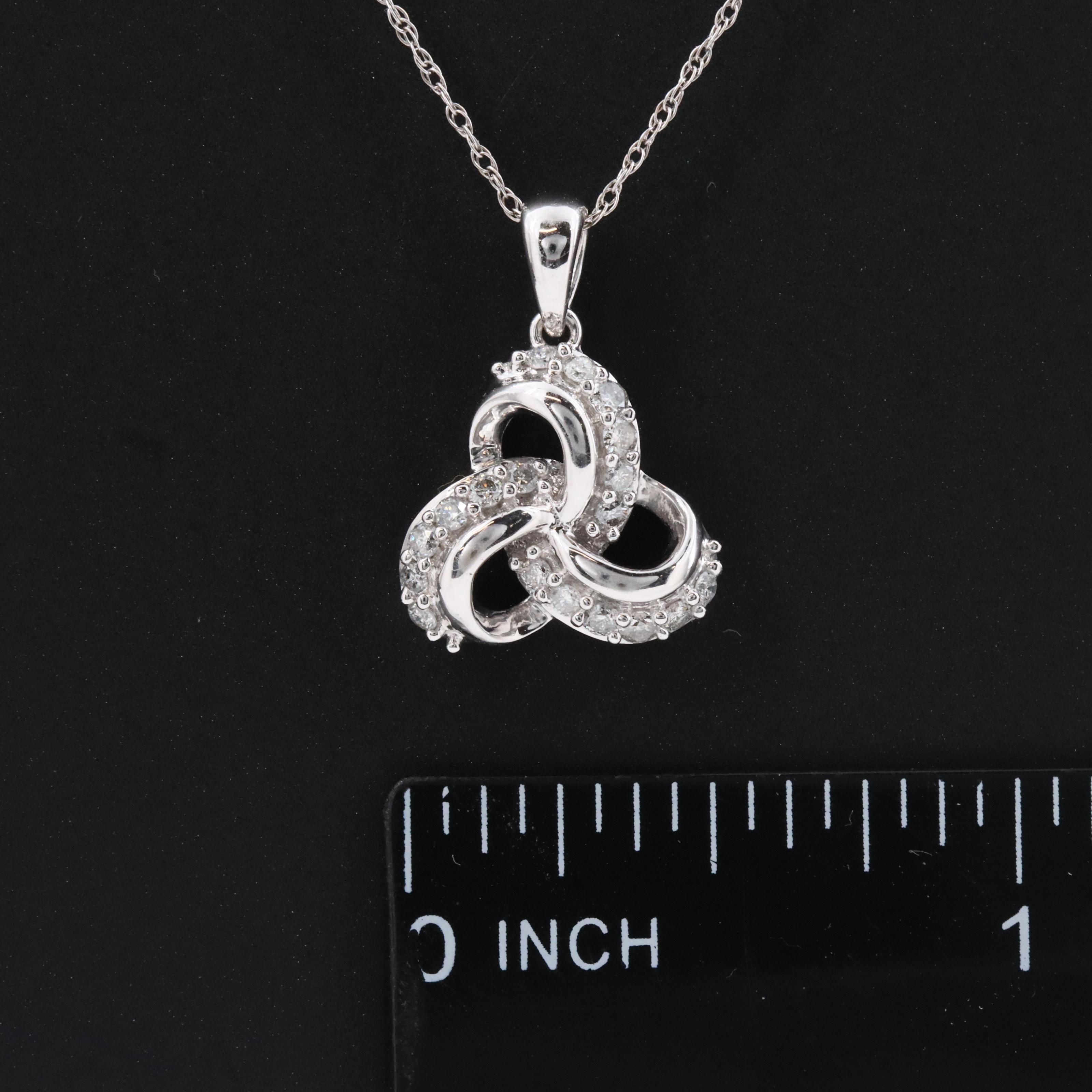 10K 0.33 CTW Diamond Triquetra Celtic Knot Pendant Necklace