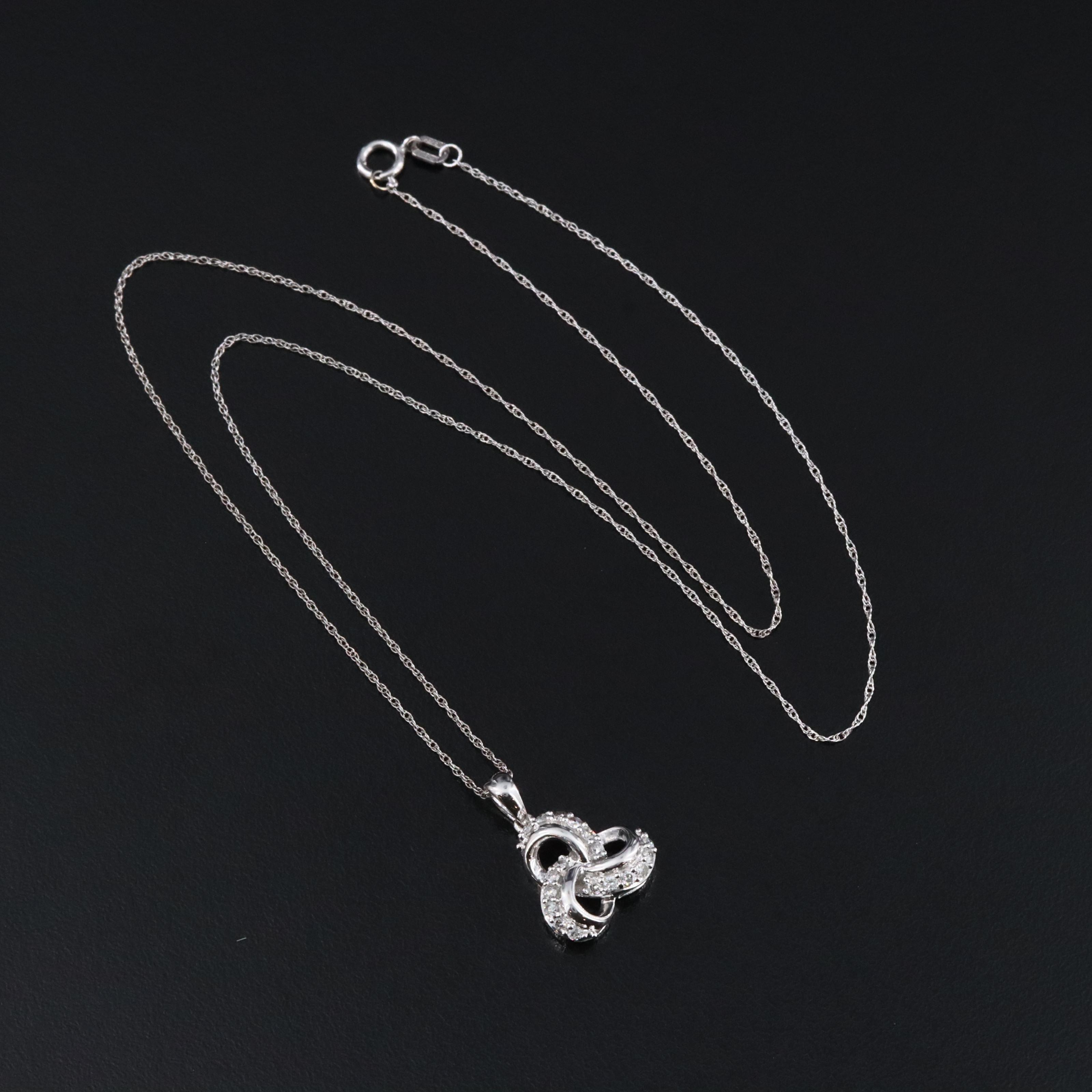 10K 0.33 CTW Diamond Triquetra Celtic Knot Pendant Necklace