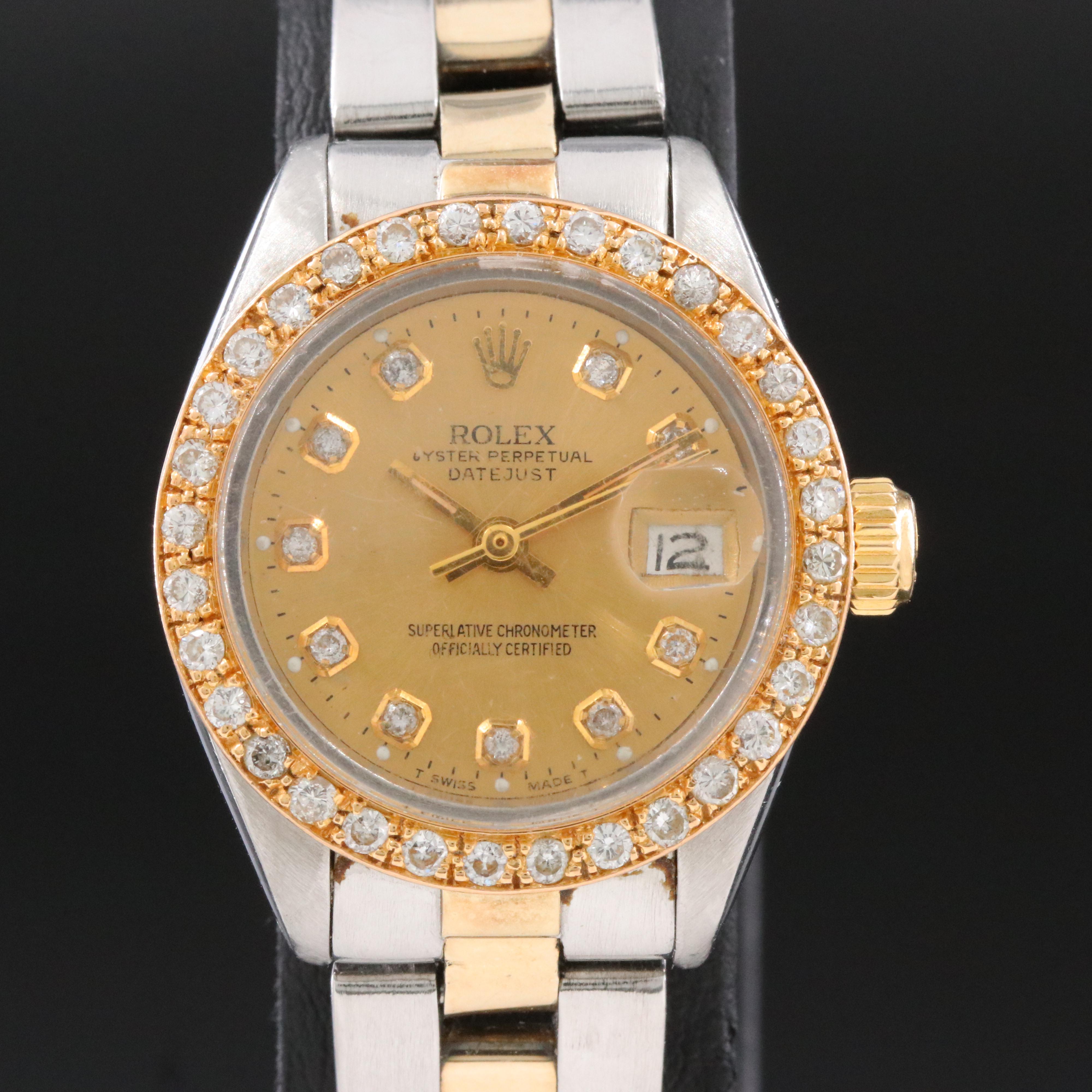 1977 Rolex Custom Diamond Dial & Bezel Datejust 6917 Watch
