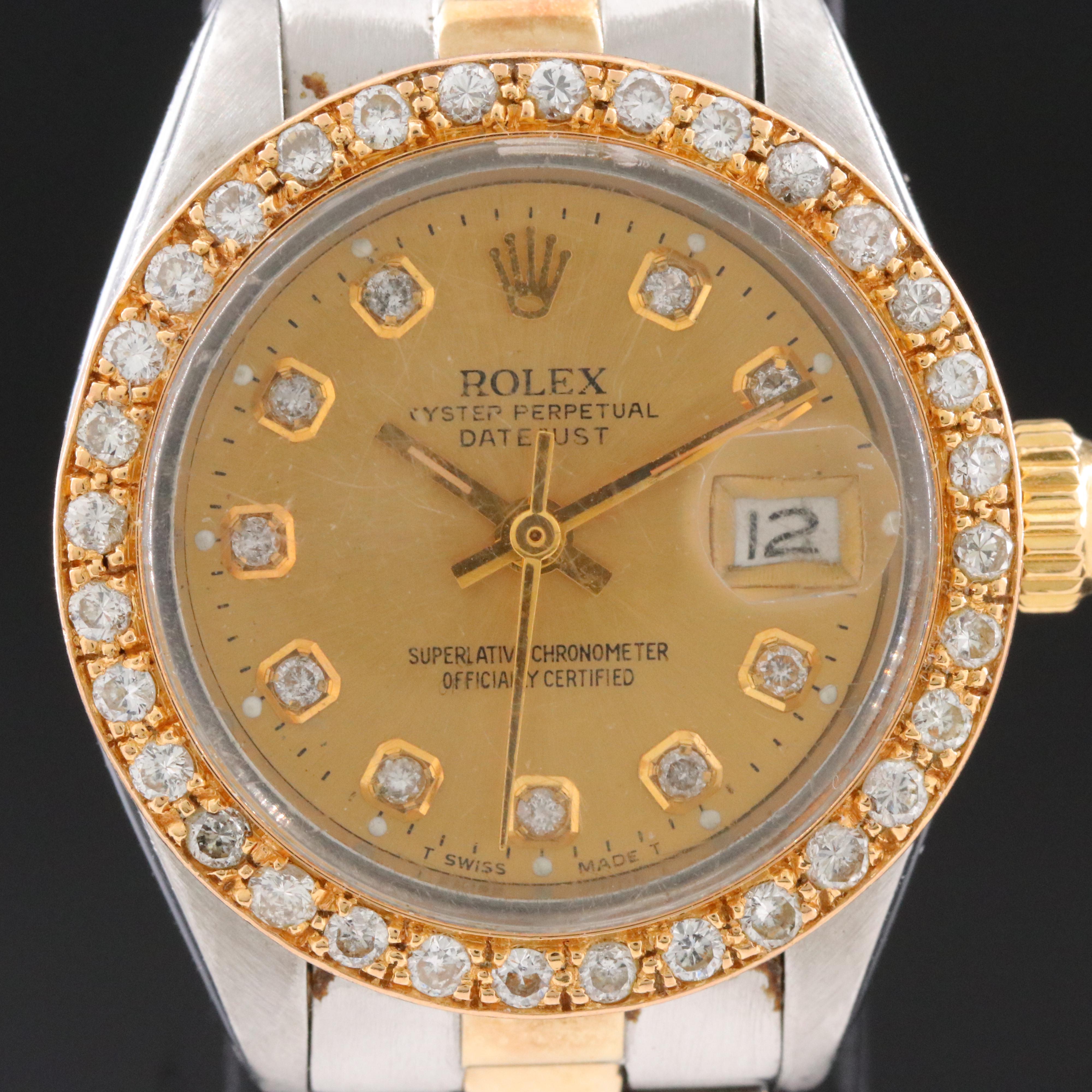 1977 Rolex Custom Diamond Dial & Bezel Datejust 6917 Watch