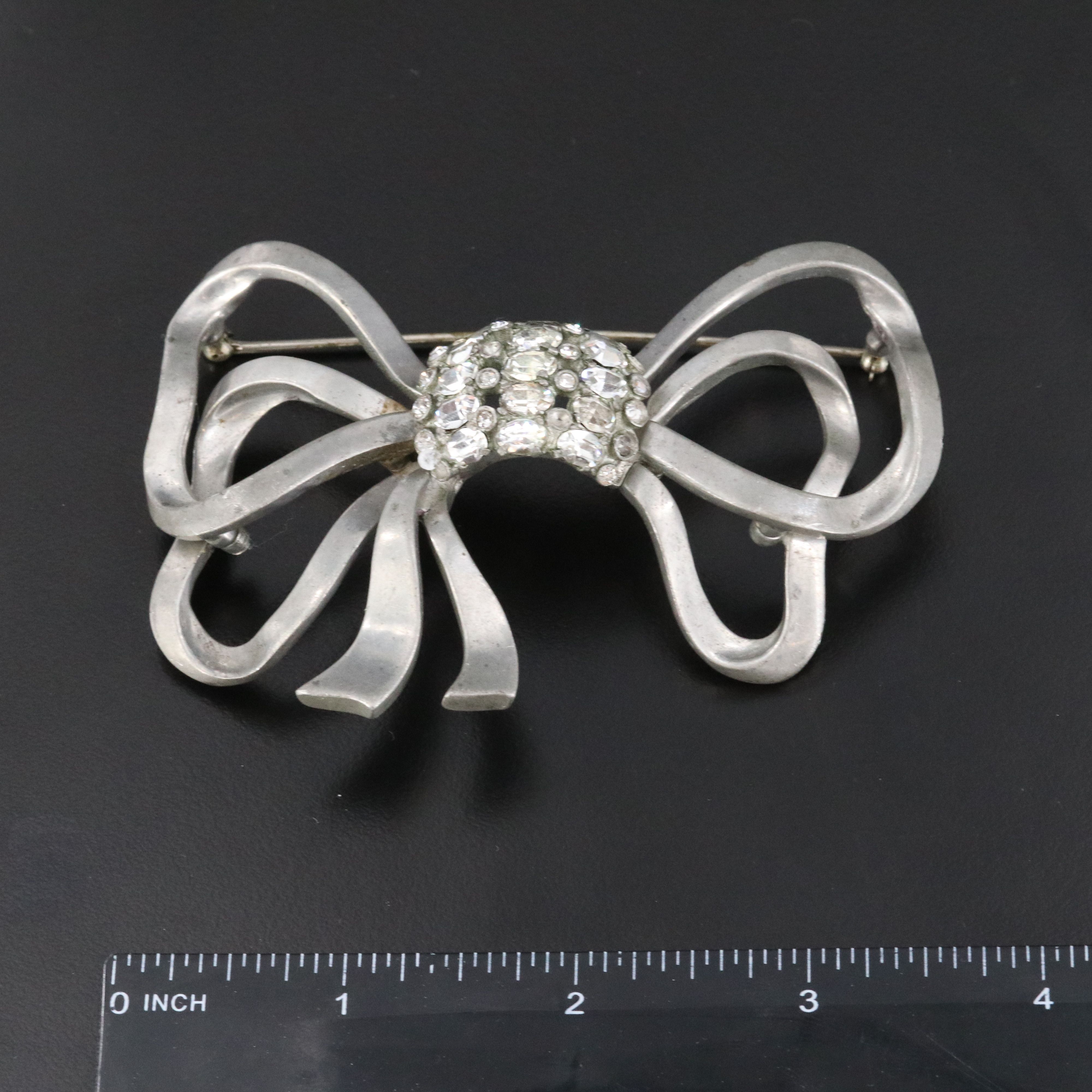 1940s Eisenberg Original Rhinestone Bow Brooch