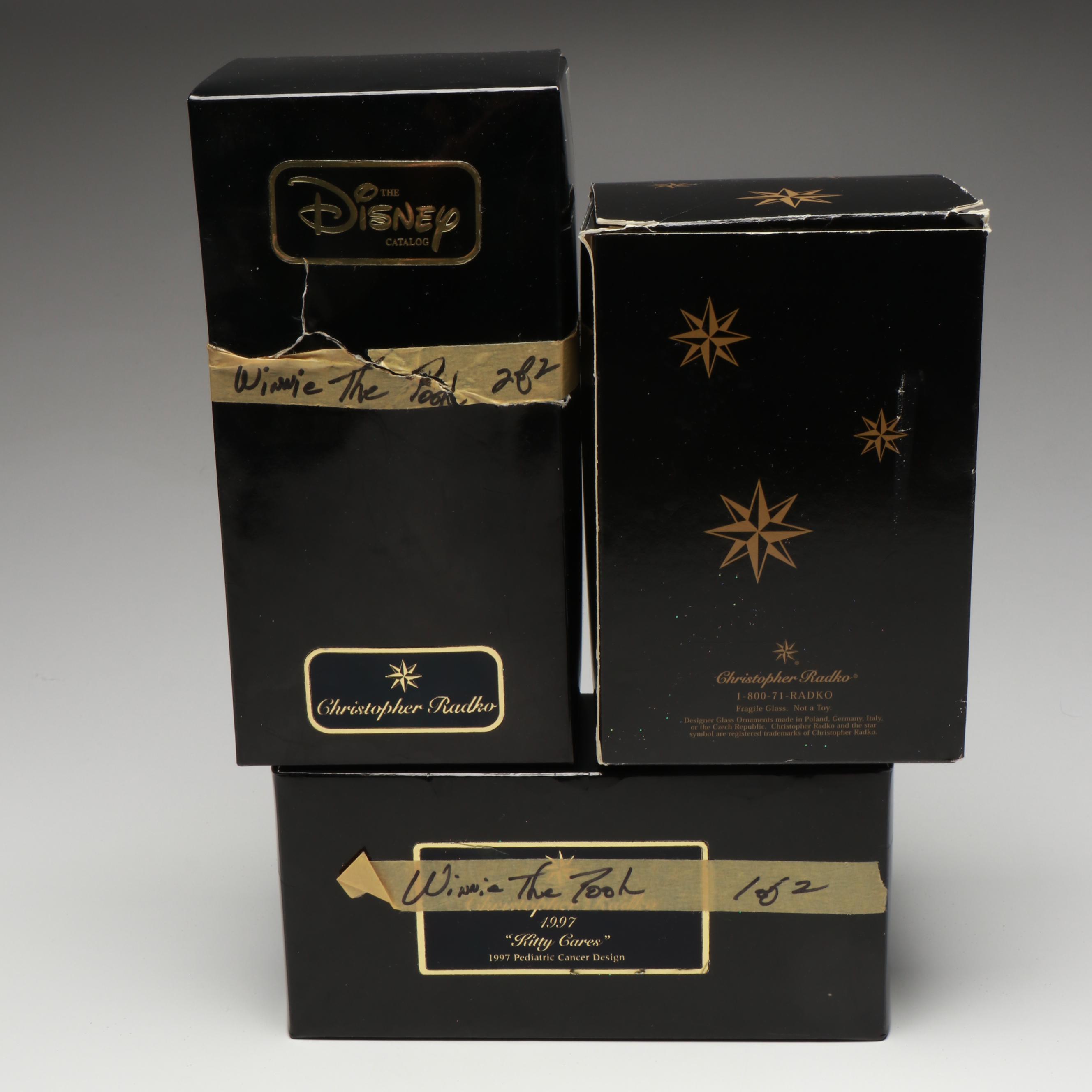 Christopher Radko Winnie the Pooh Glass Ornaments