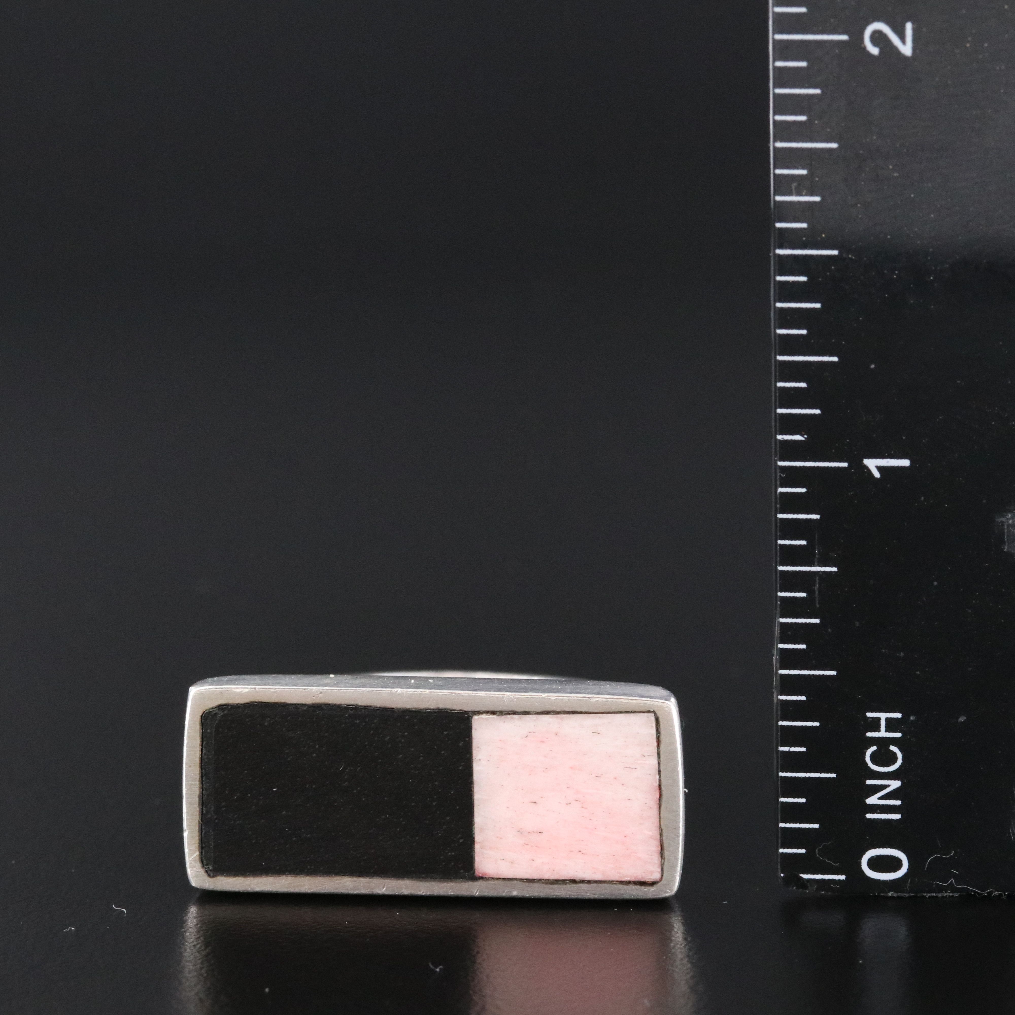 Sterling Bone and Wood Inlay Bar Ring