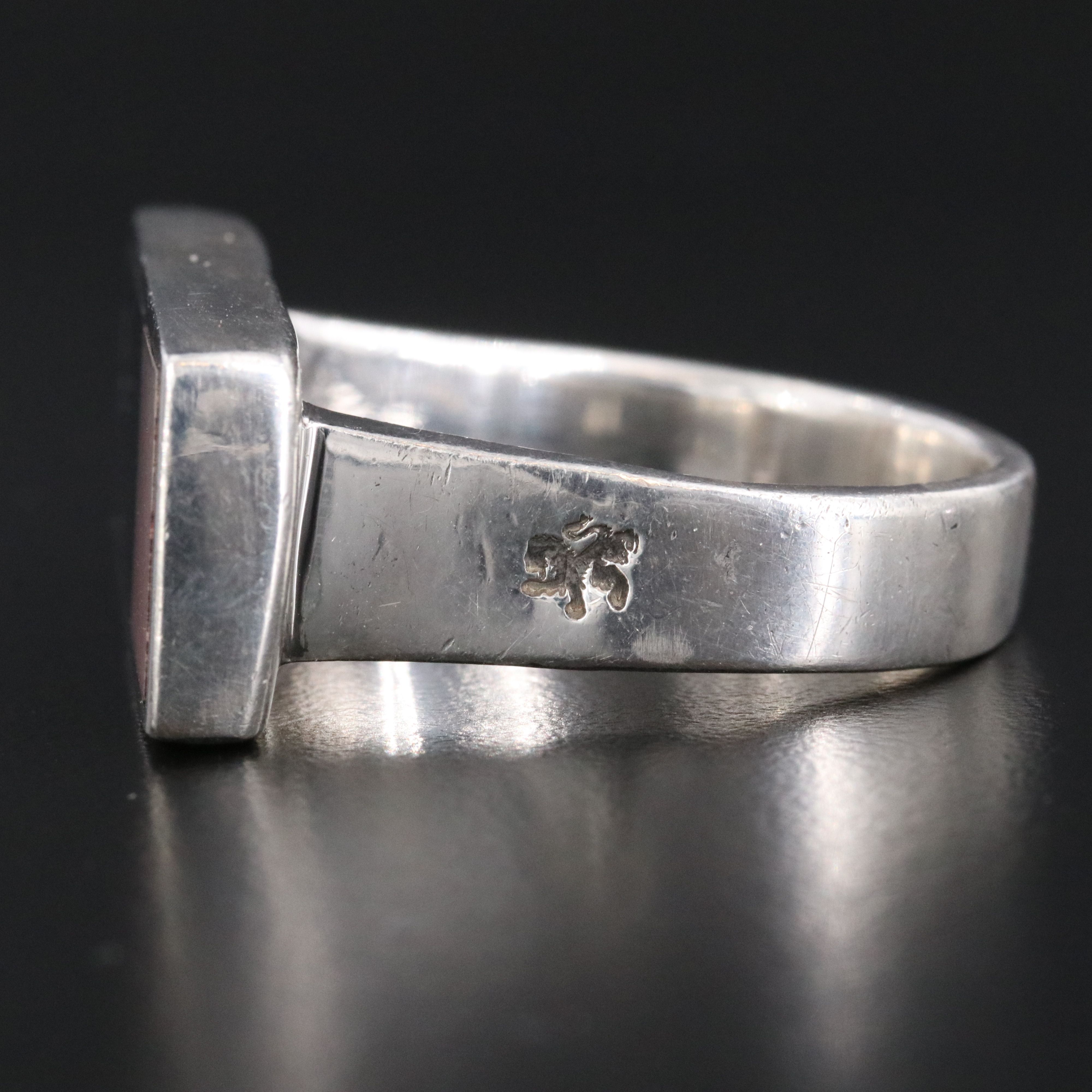 Sterling Bone and Wood Inlay Bar Ring