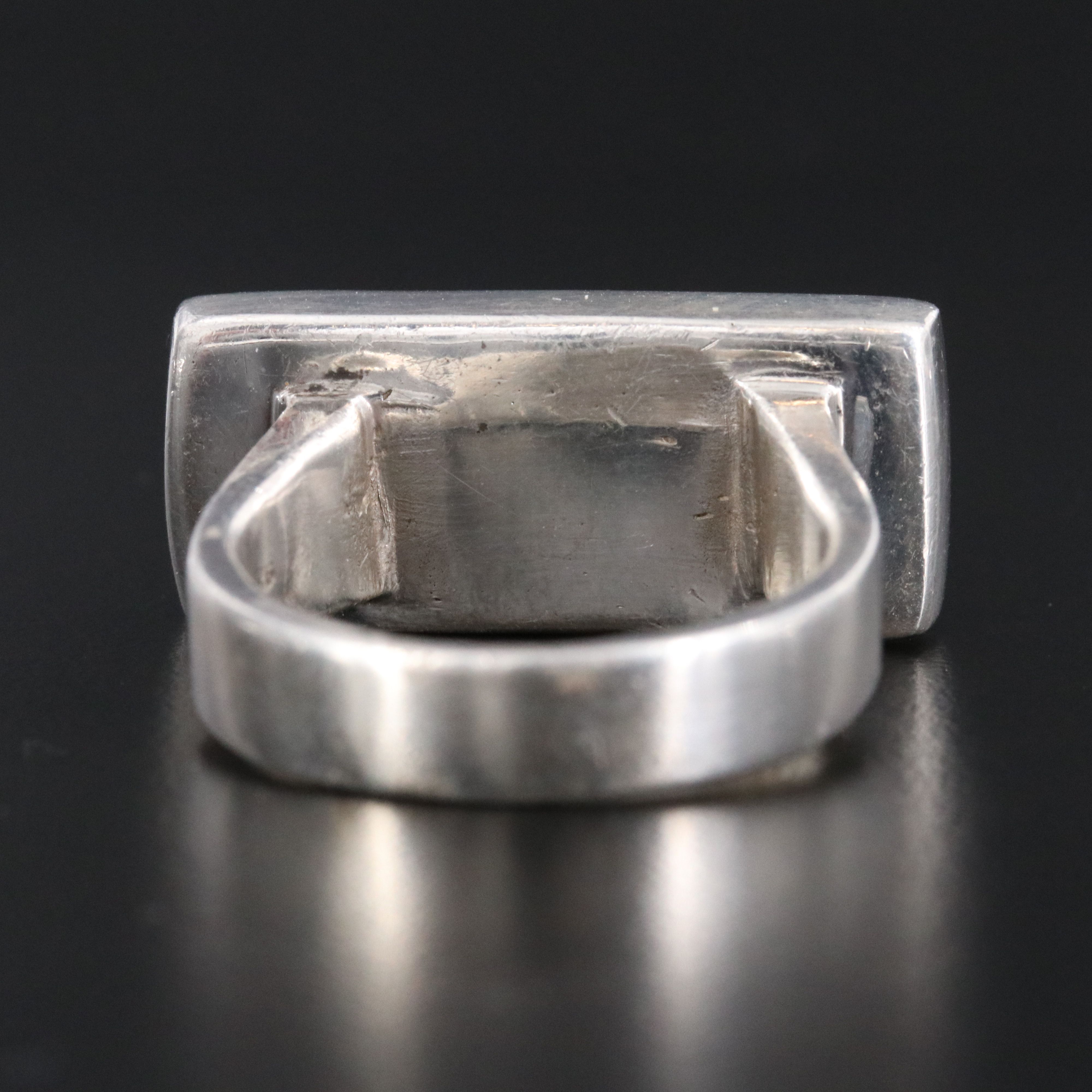 Sterling Bone and Wood Inlay Bar Ring