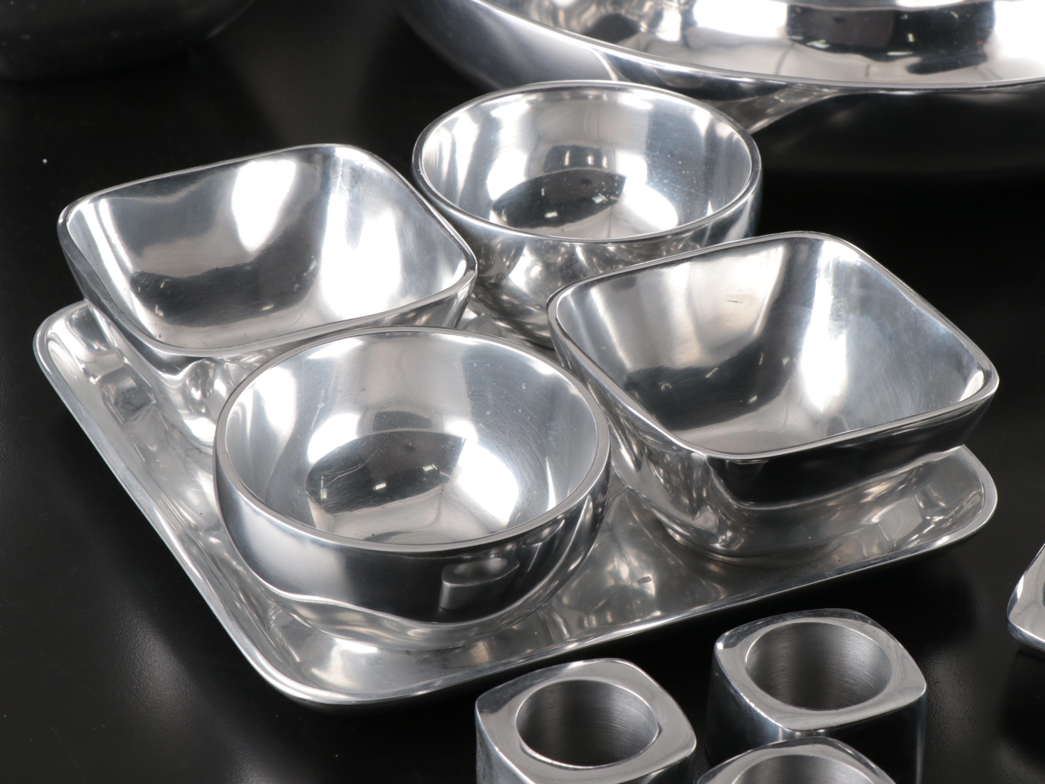 Pottery Barn "Barona" Polished Aluminum Serveware and Table Accessories