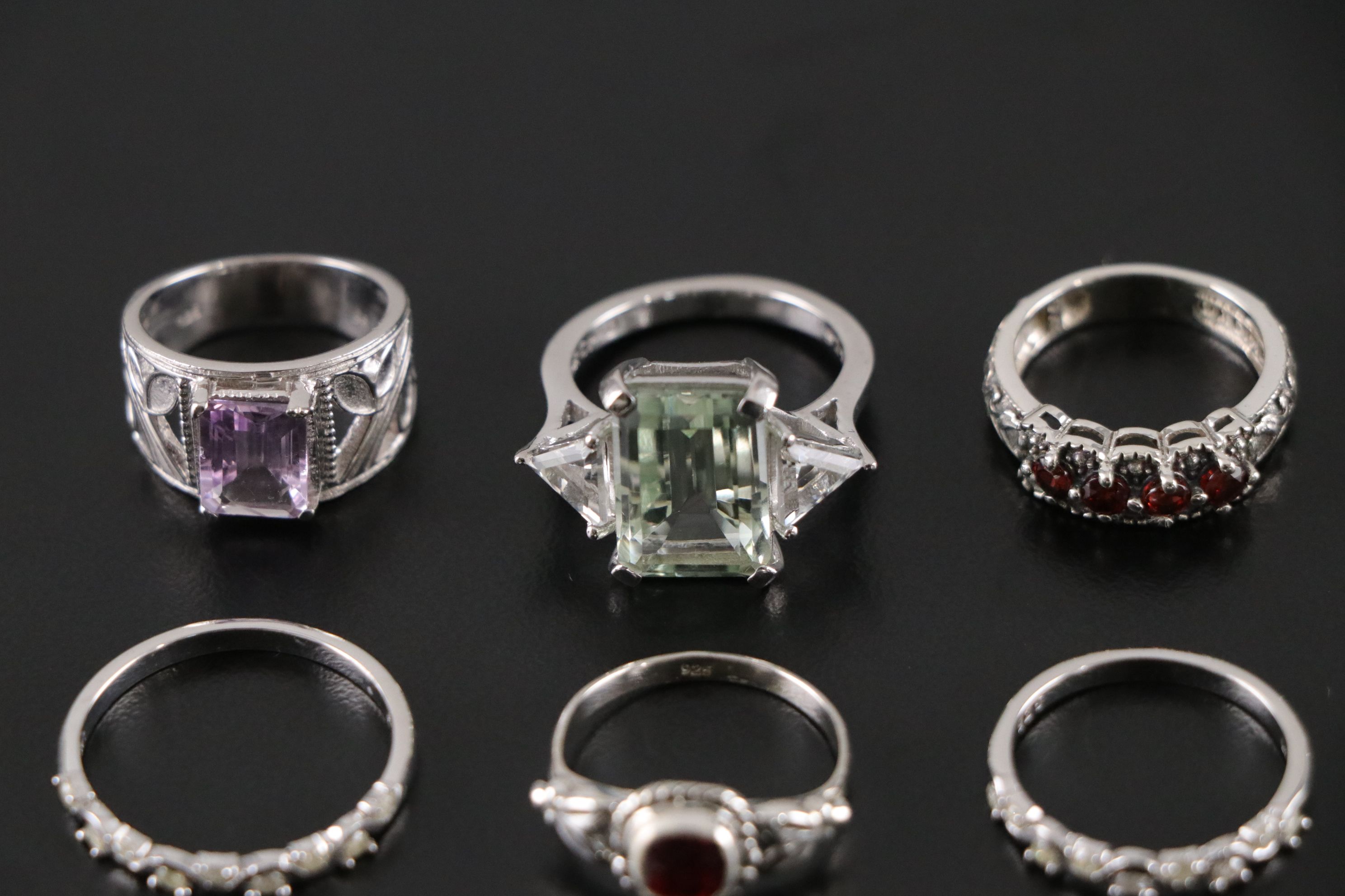 14 Assorted Sterling Silver Rings, Earrings and Necklace