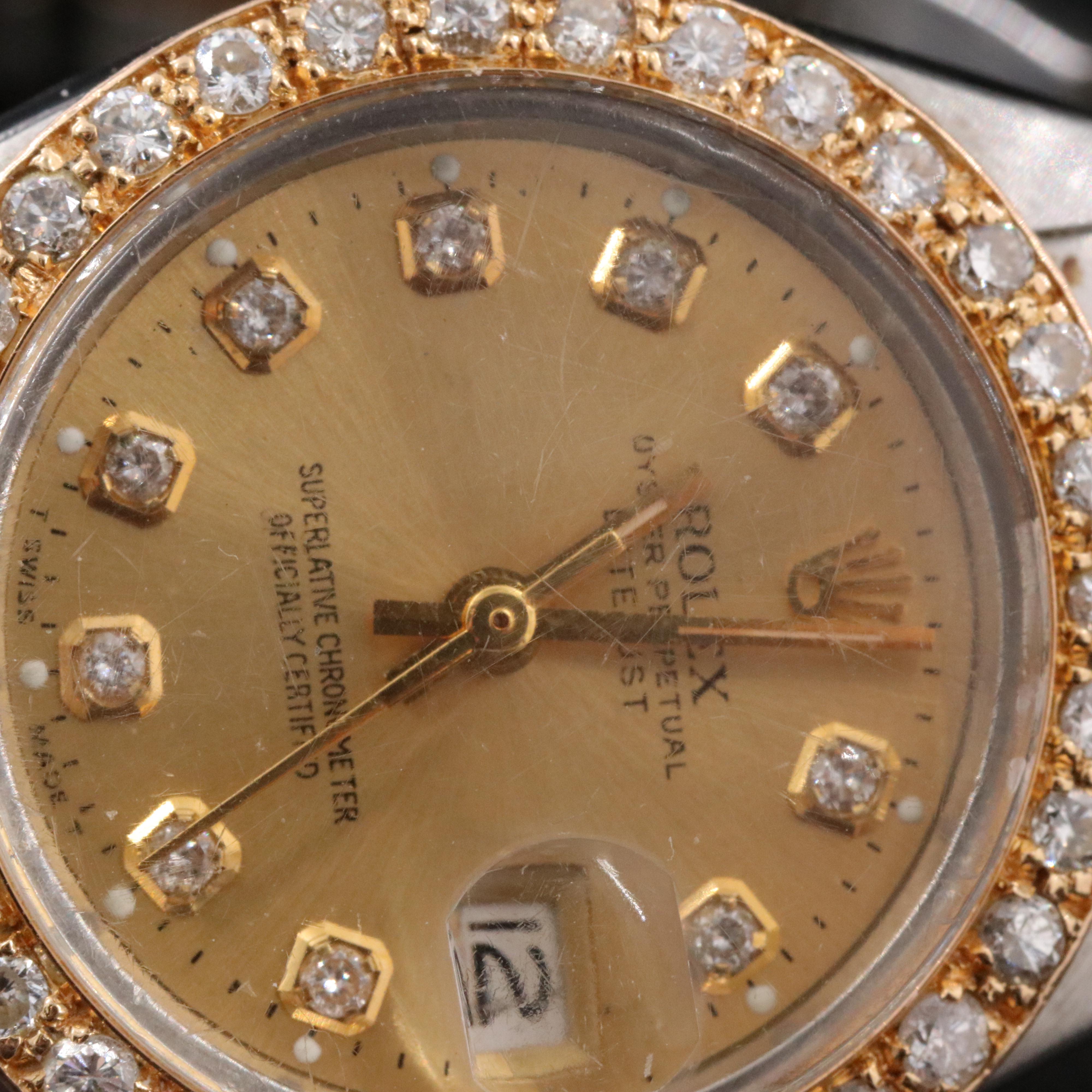 1977 Rolex Custom Diamond Dial & Bezel Datejust 6917 Watch