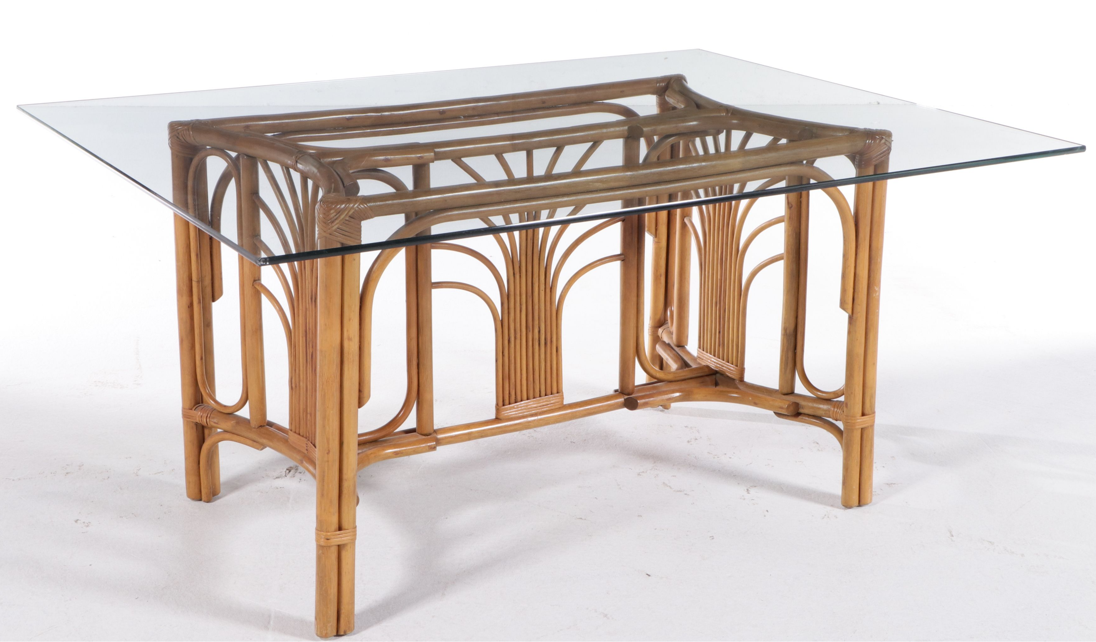 Five Piece Palm Beach Regency Style Bentwood and Rattan Dining Set