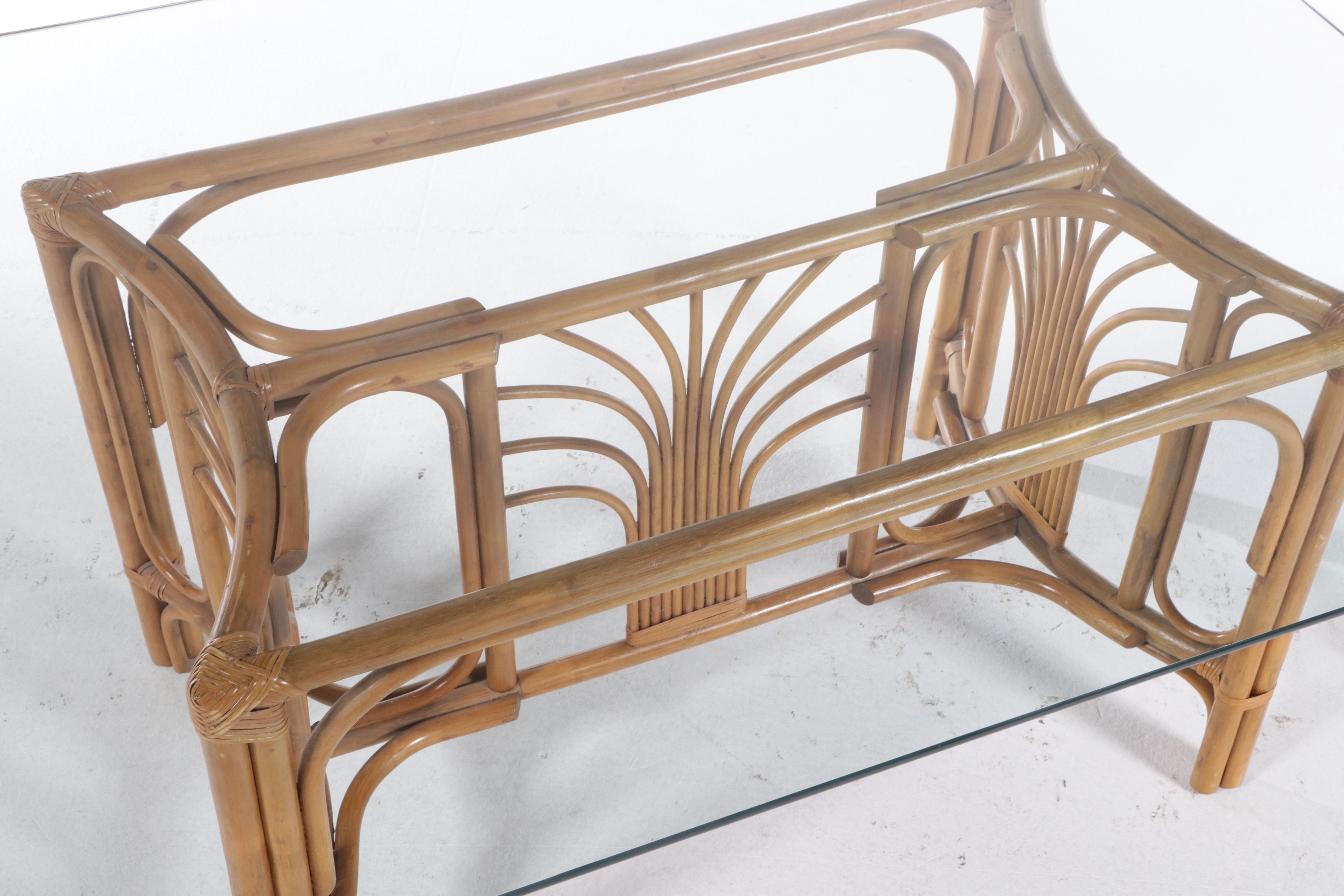 Five Piece Palm Beach Regency Style Bentwood and Rattan Dining Set