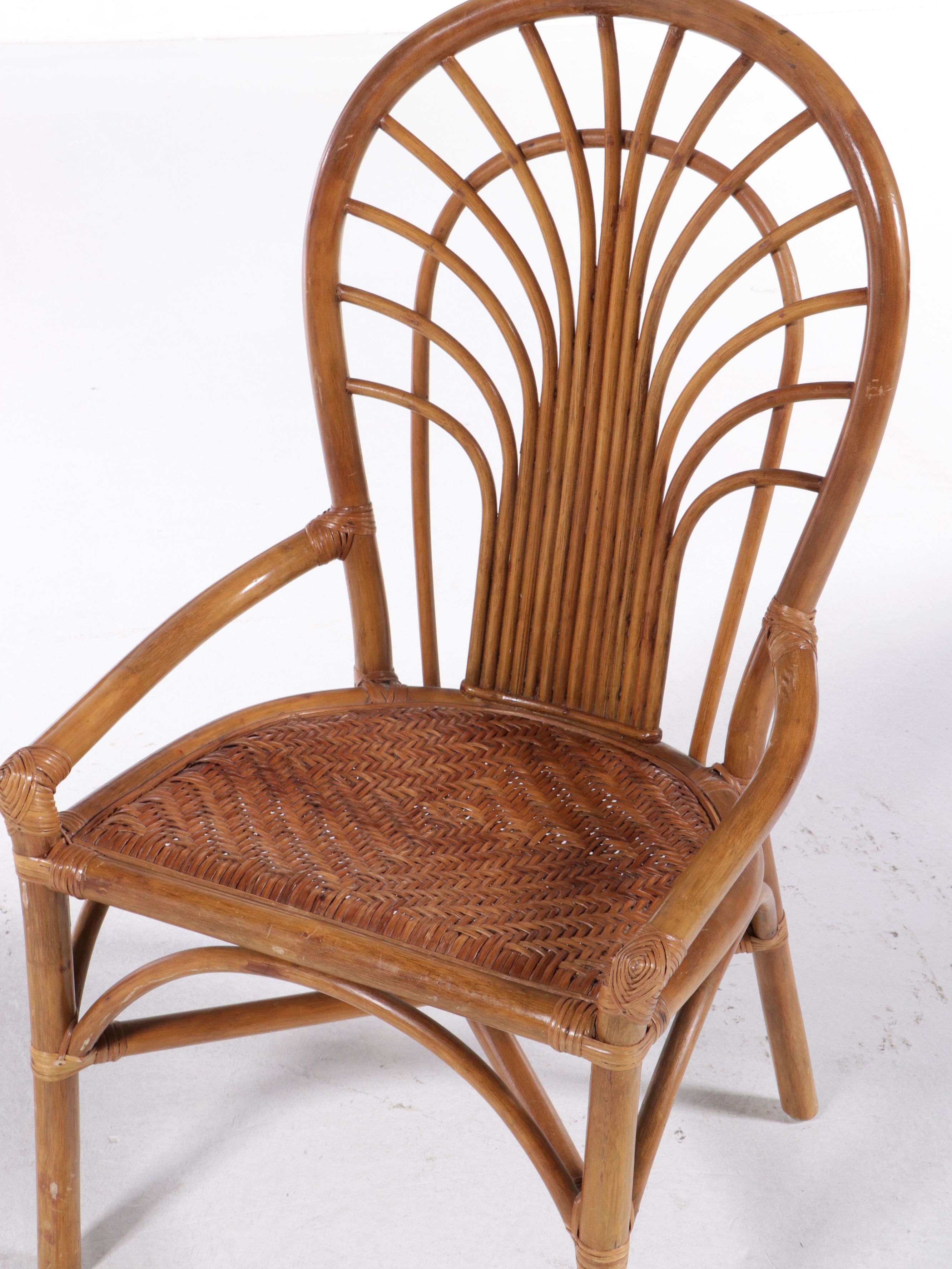 Five Piece Palm Beach Regency Style Bentwood and Rattan Dining Set