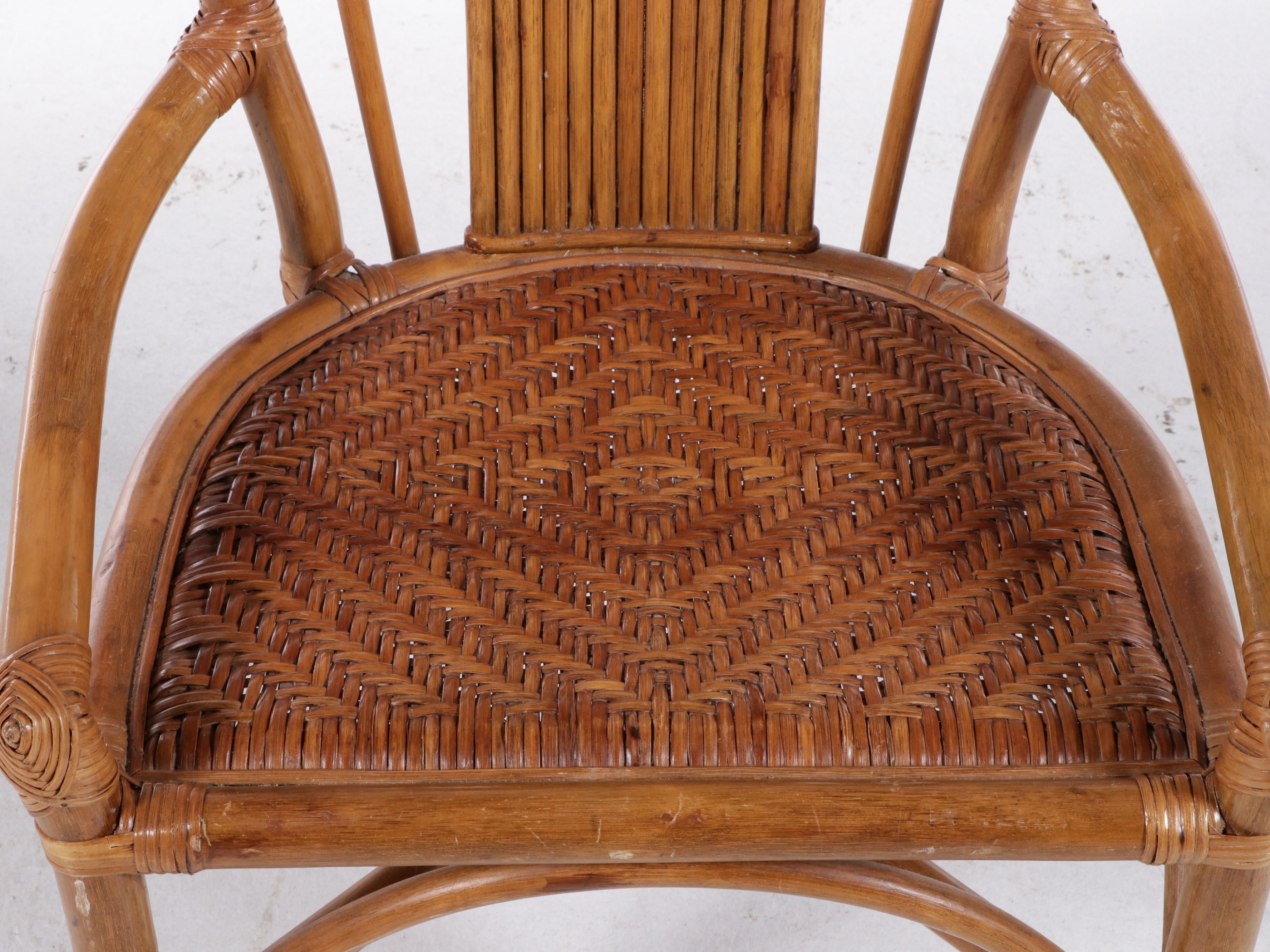 Five Piece Palm Beach Regency Style Bentwood and Rattan Dining Set