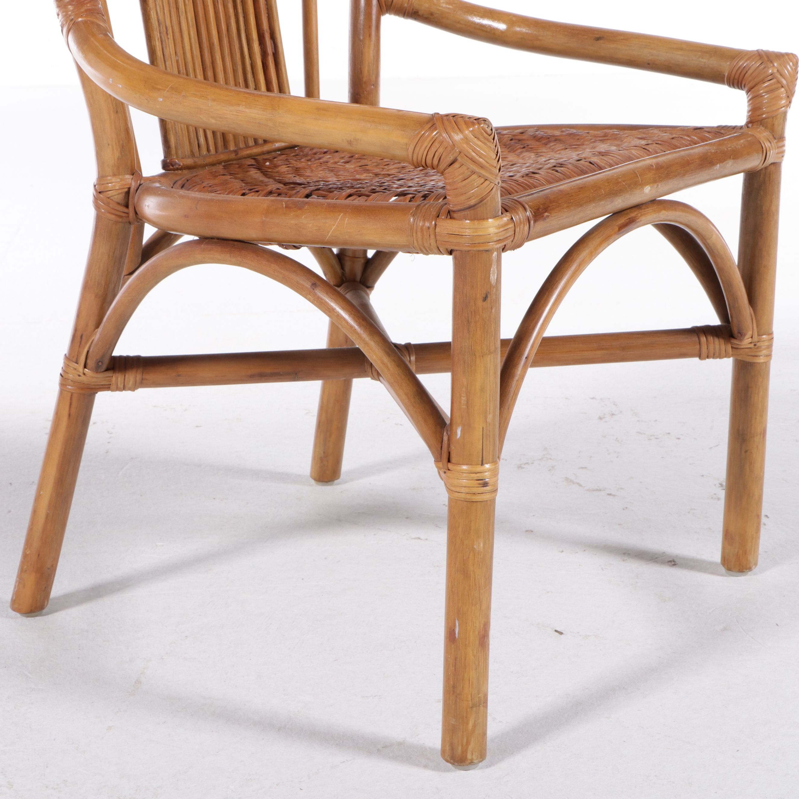 Five Piece Palm Beach Regency Style Bentwood and Rattan Dining Set