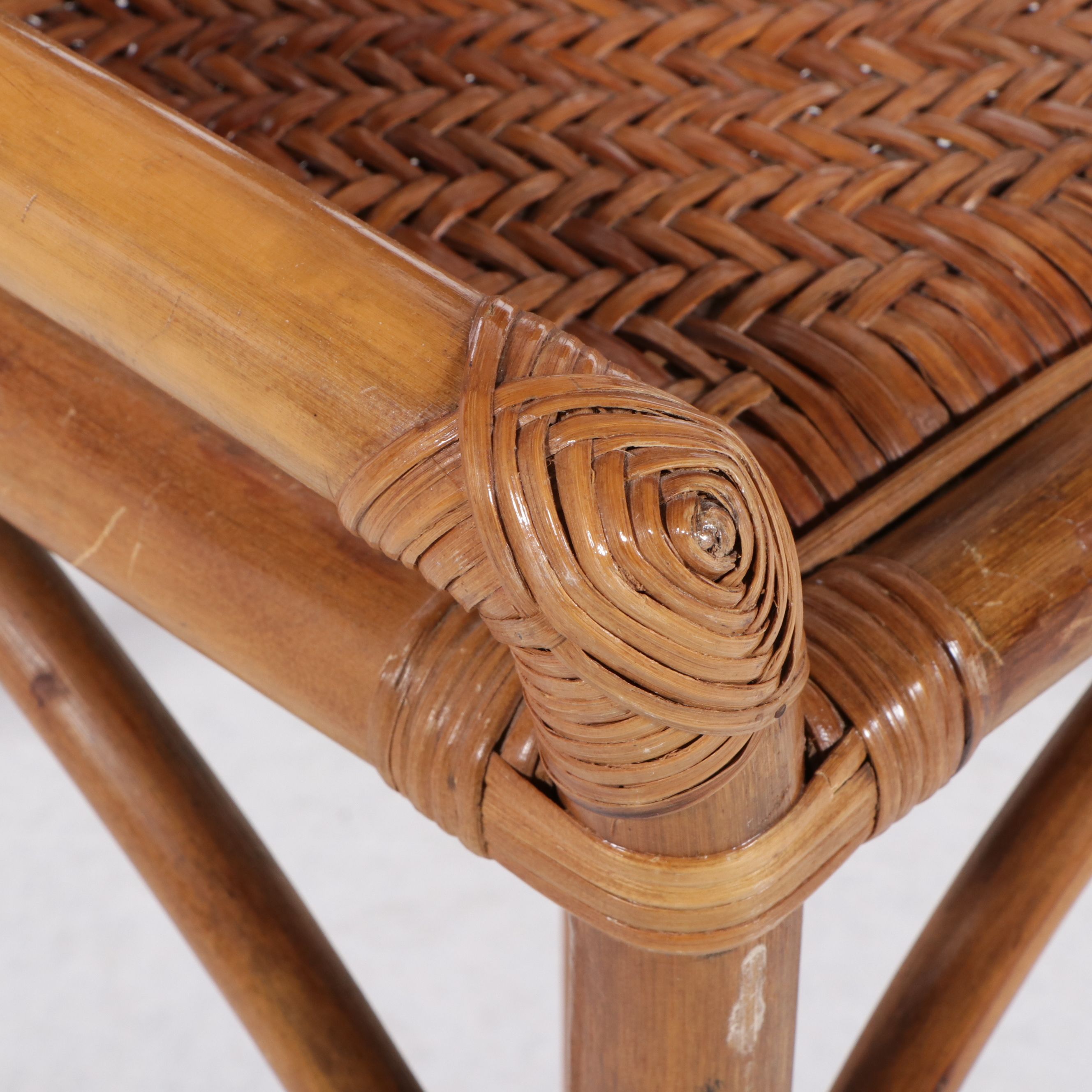 Five Piece Palm Beach Regency Style Bentwood and Rattan Dining Set