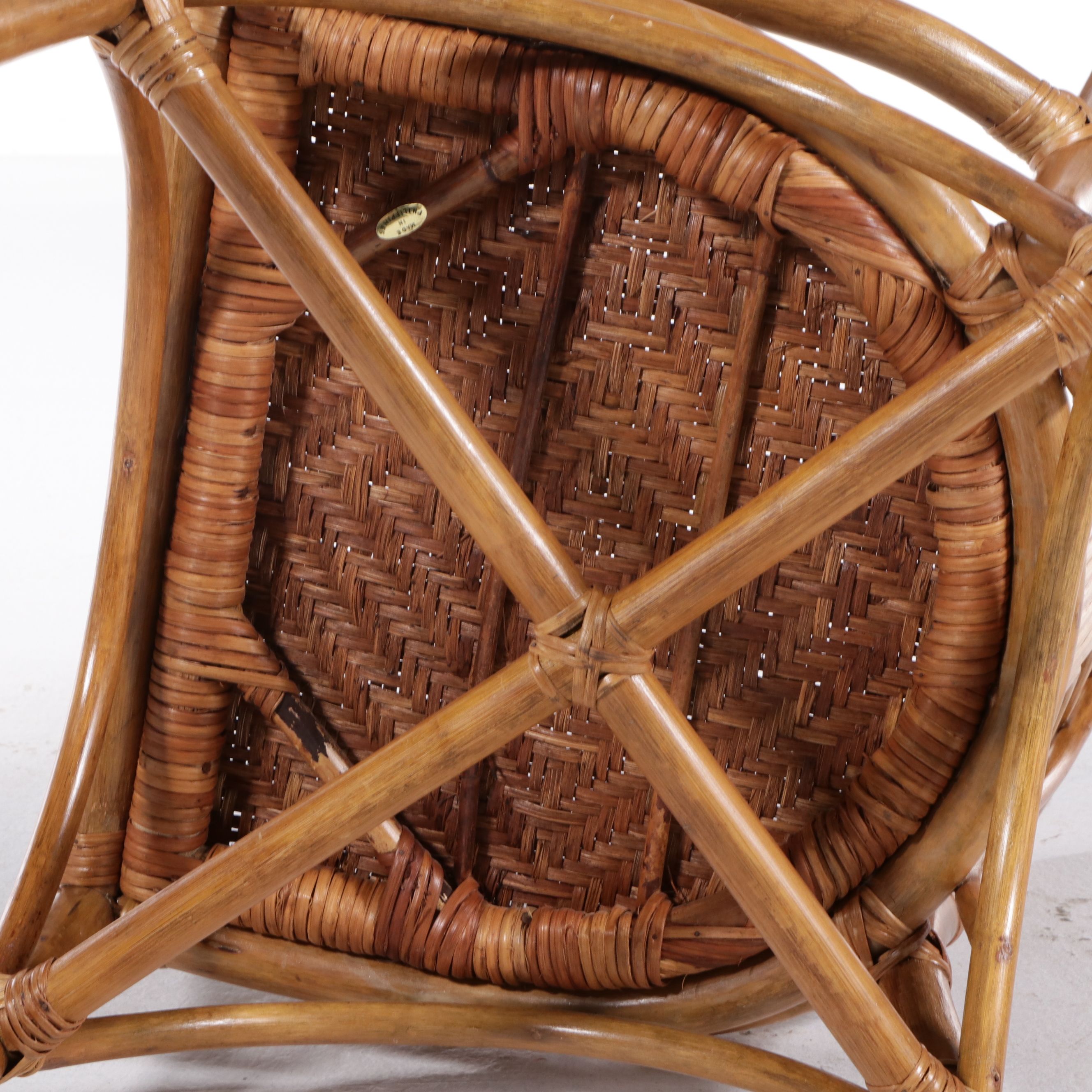 Five Piece Palm Beach Regency Style Bentwood and Rattan Dining Set