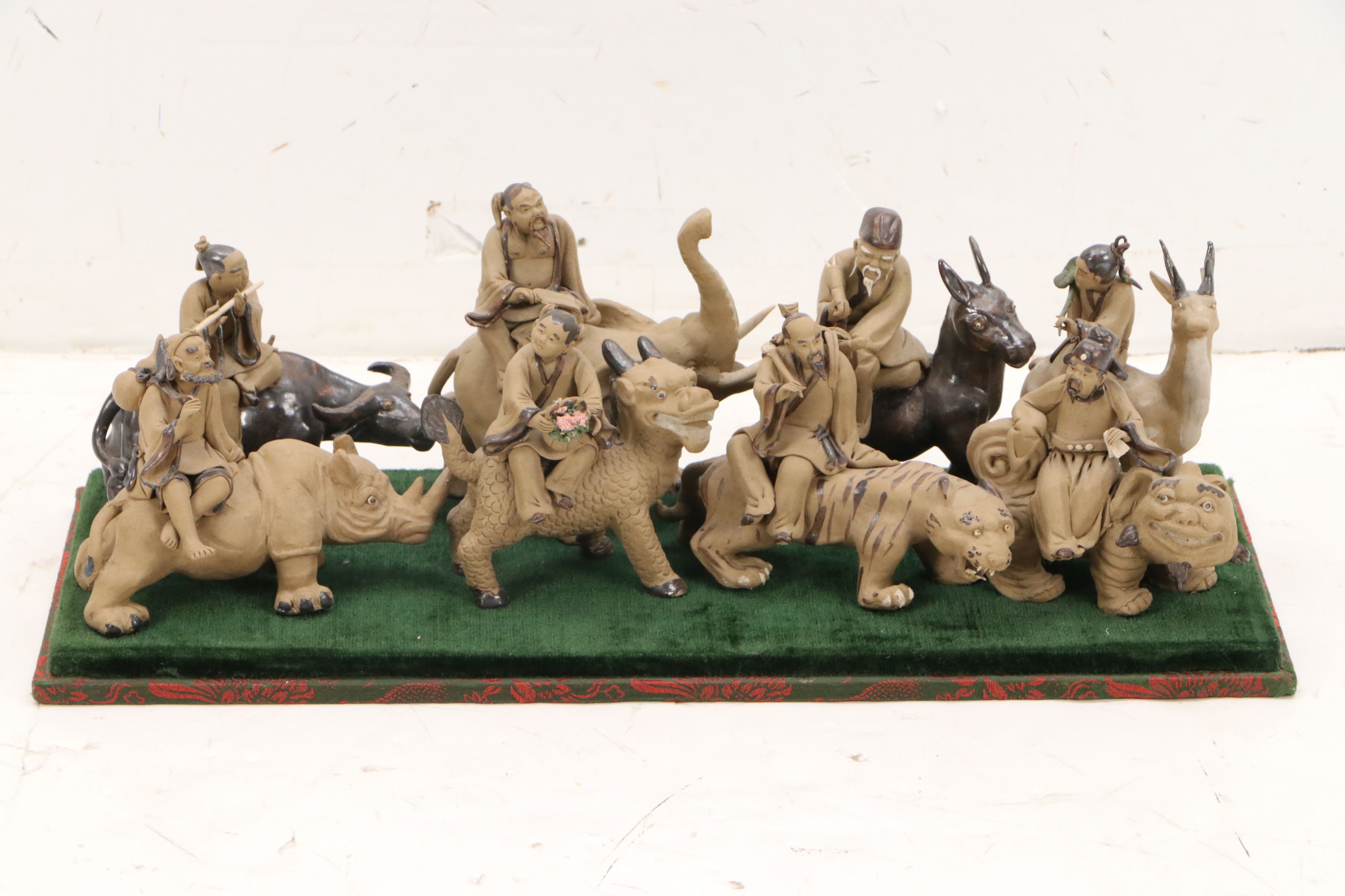 Chinese Shiwan Ware Eight Immortals Riding Animal Figurines