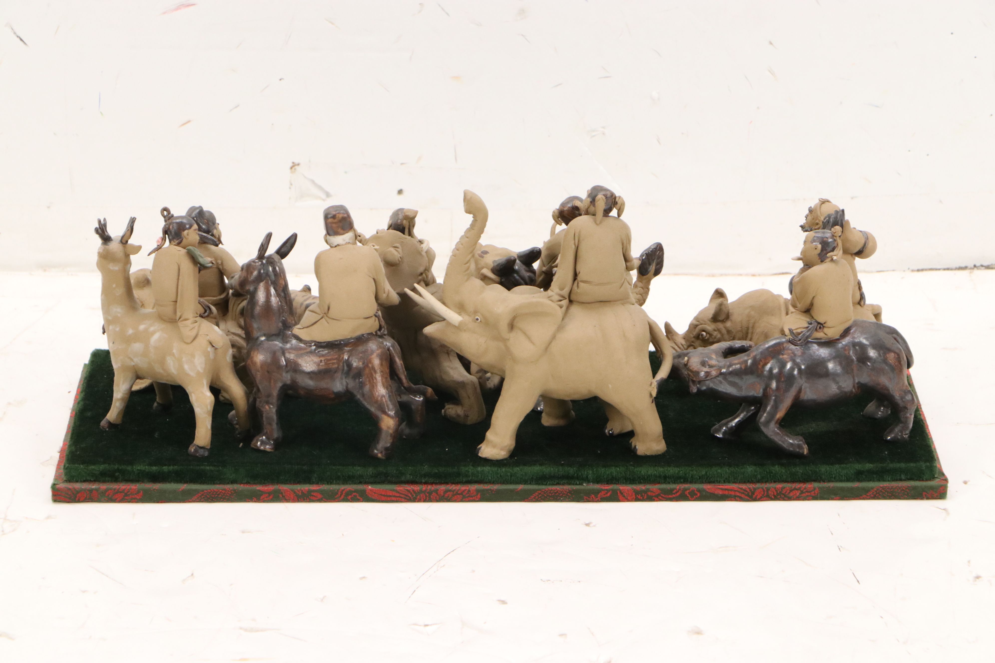 Chinese Shiwan Ware Eight Immortals Riding Animal Figurines