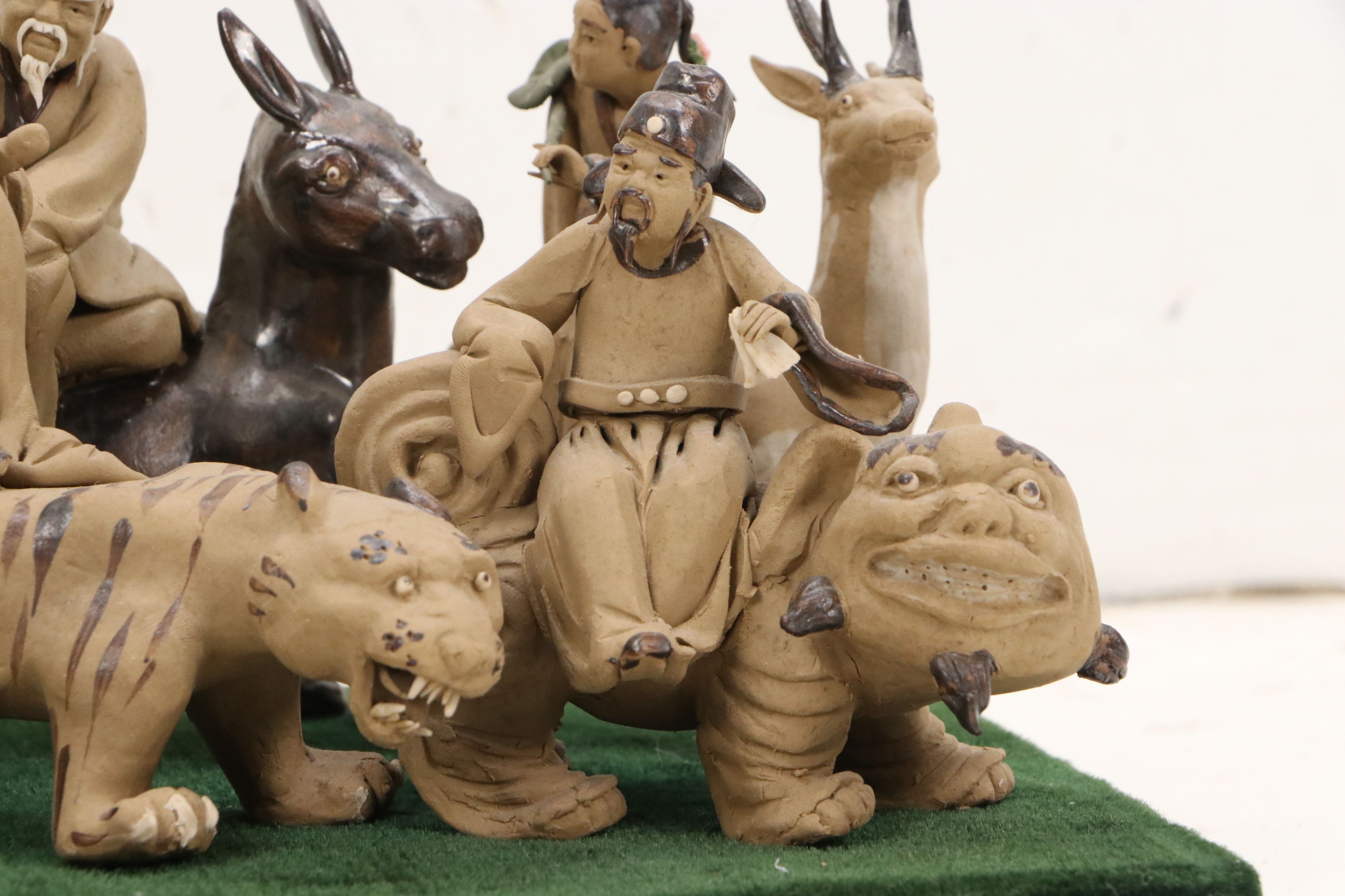 Chinese Shiwan Ware Eight Immortals Riding Animal Figurines