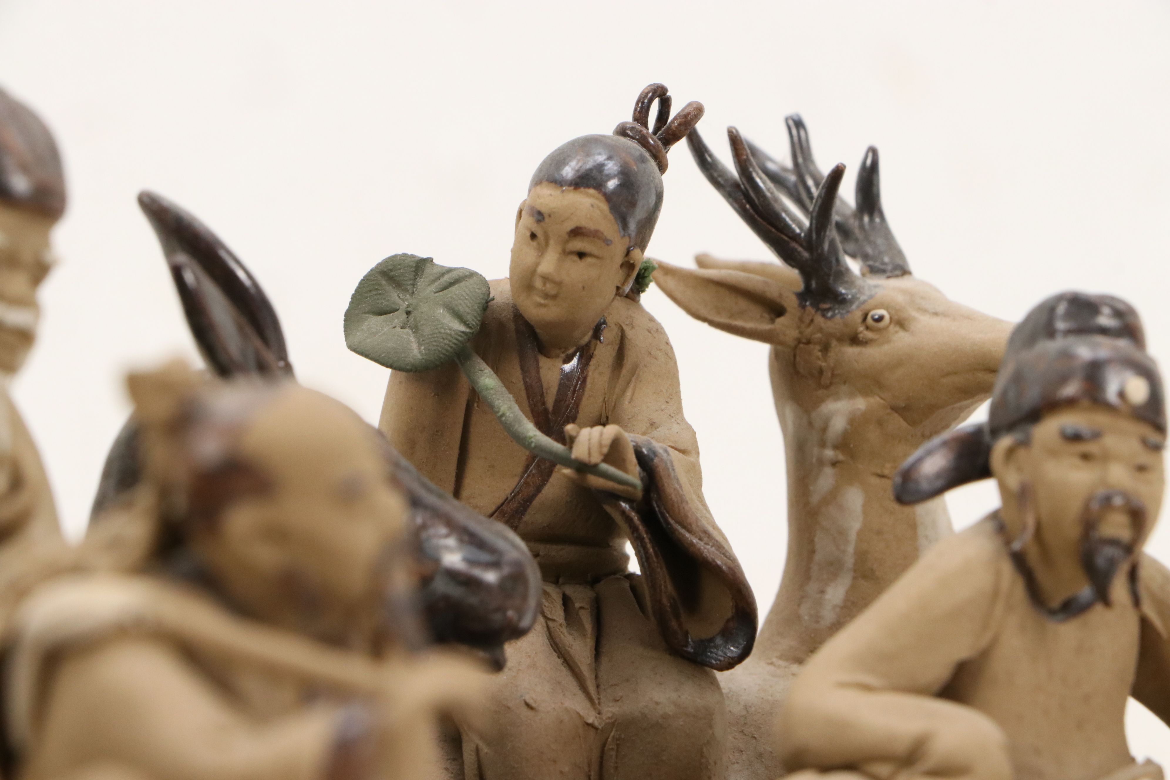 Chinese Shiwan Ware Eight Immortals Riding Animal Figurines