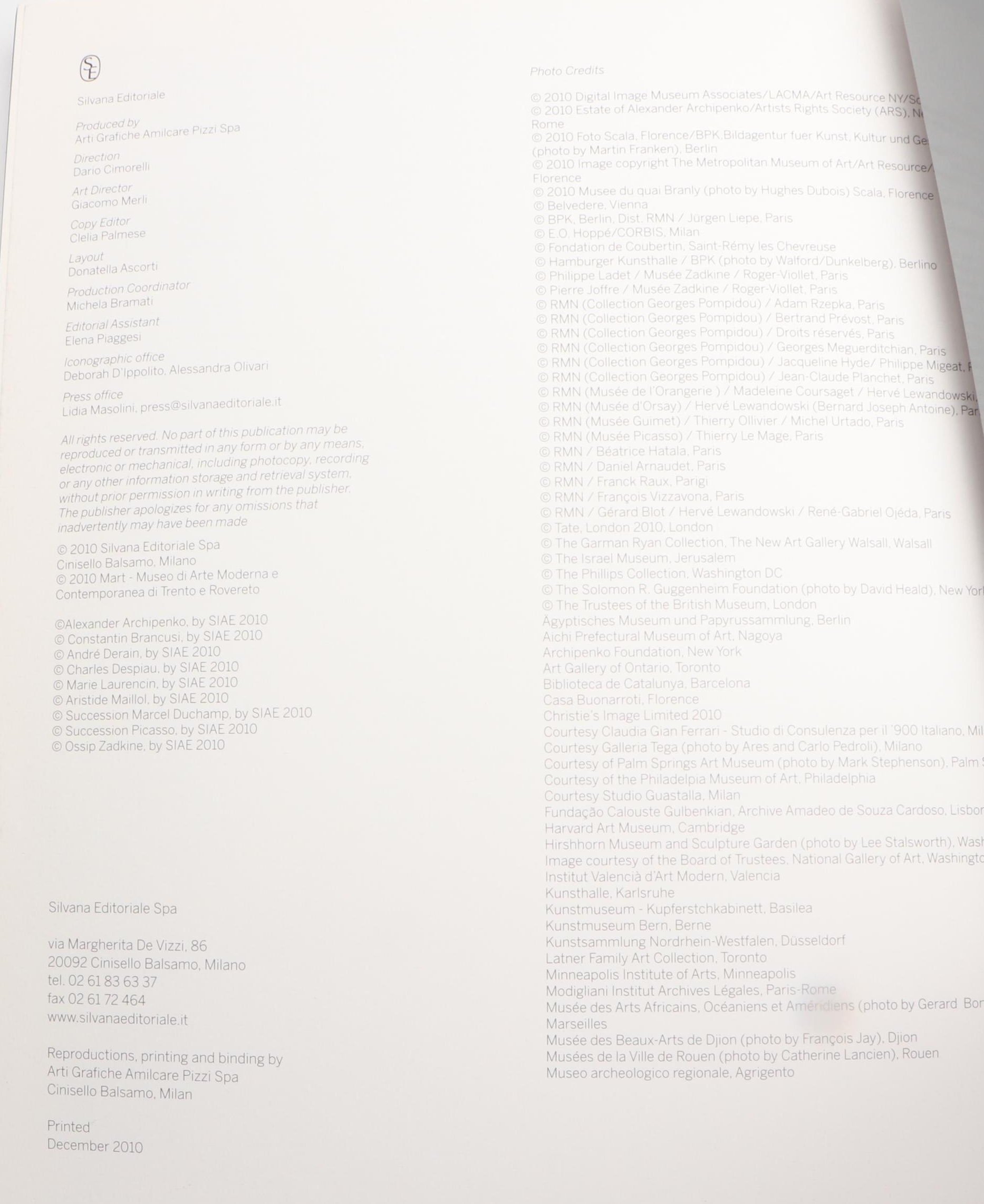 "Modigliani Sculptor" Edited by Gabriella Belli et al., 2010