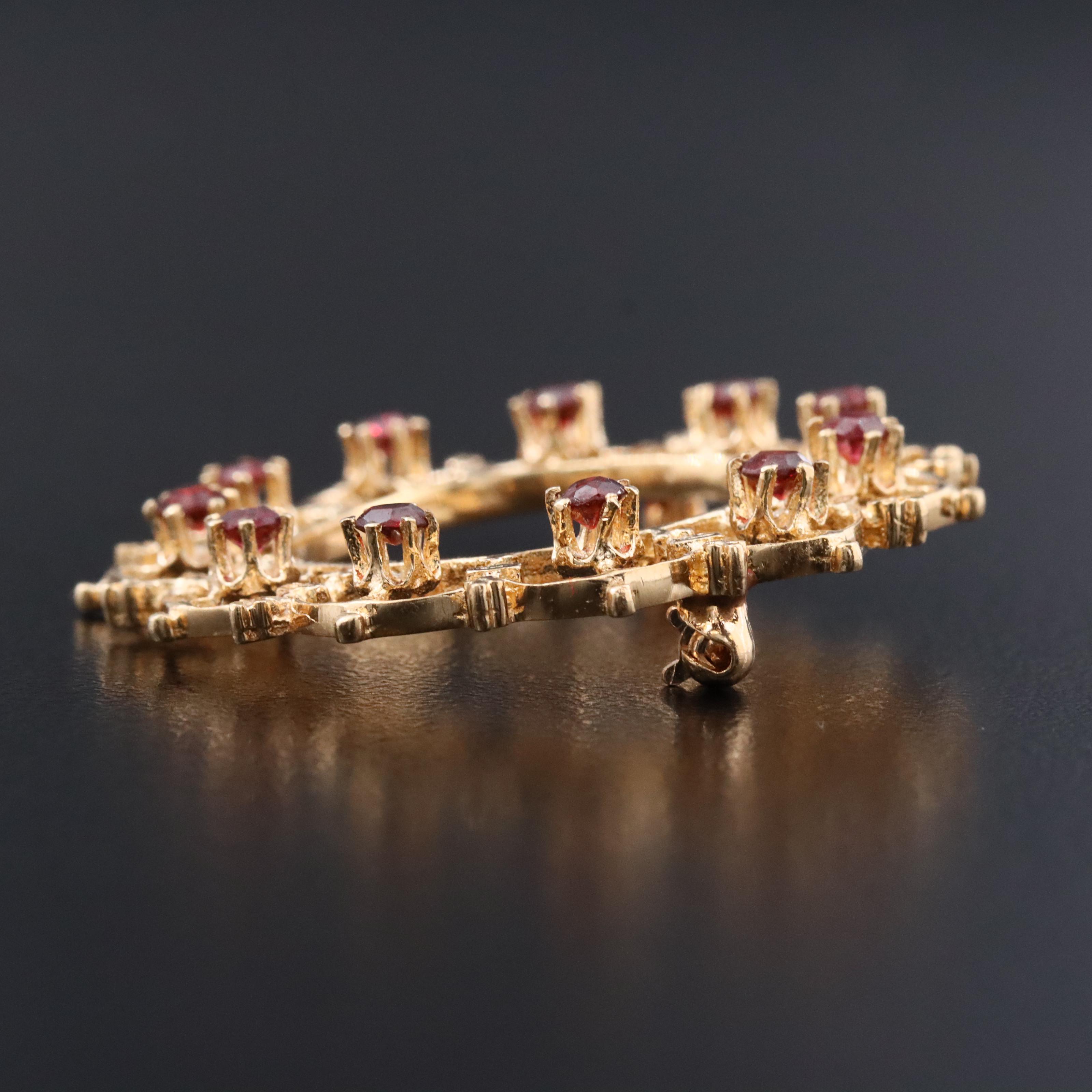 14K Garnet Wreath Brooch