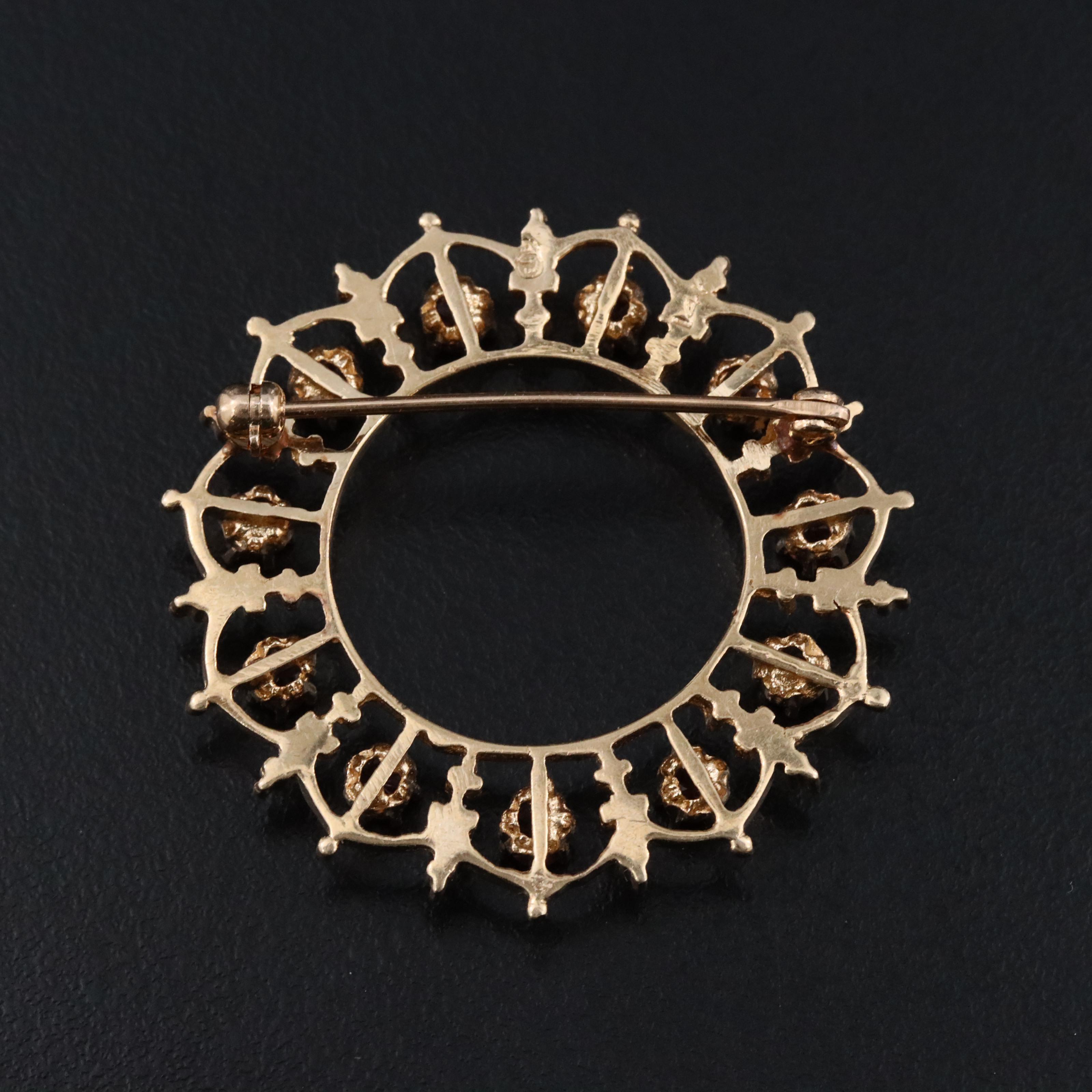14K Garnet Wreath Brooch