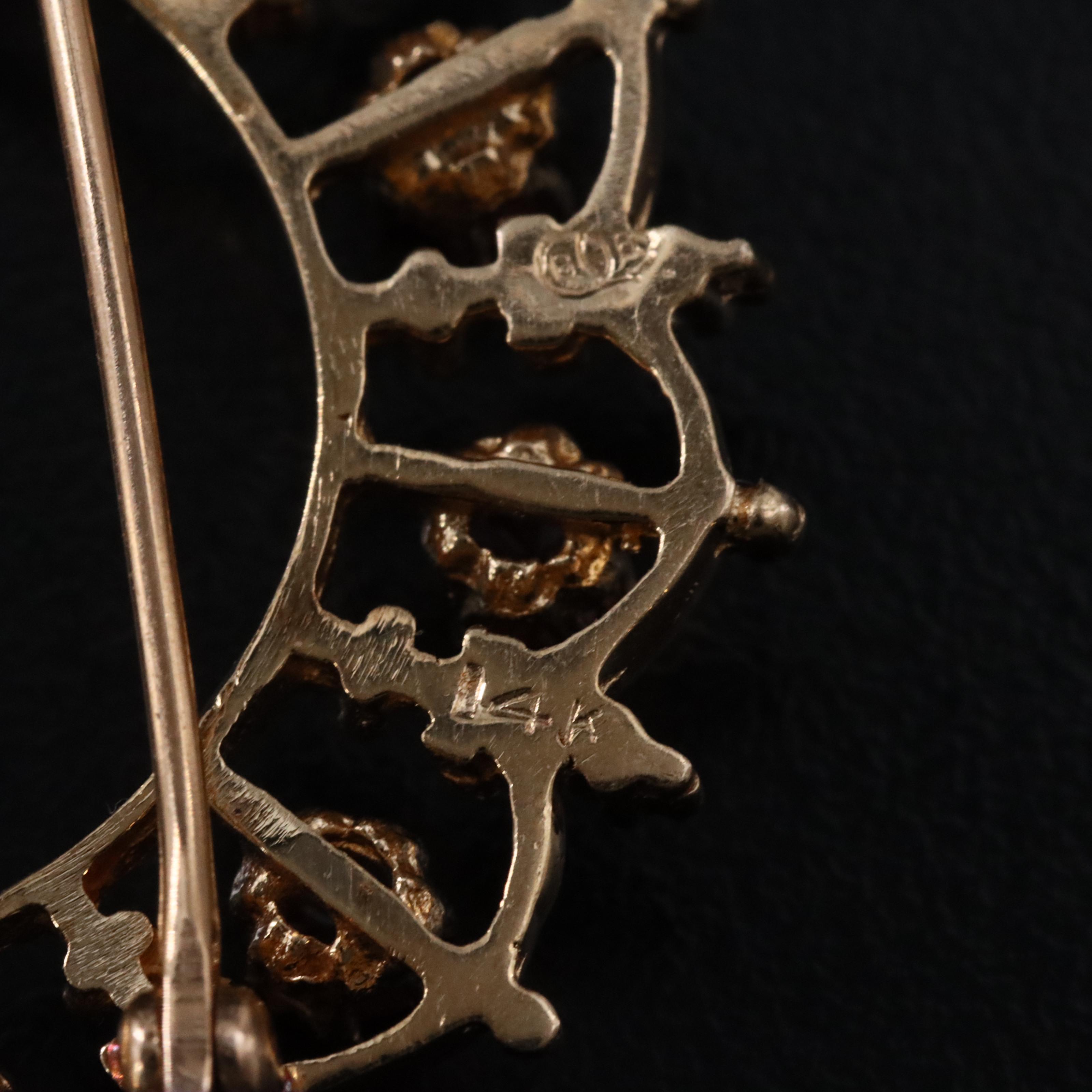 14K Garnet Wreath Brooch