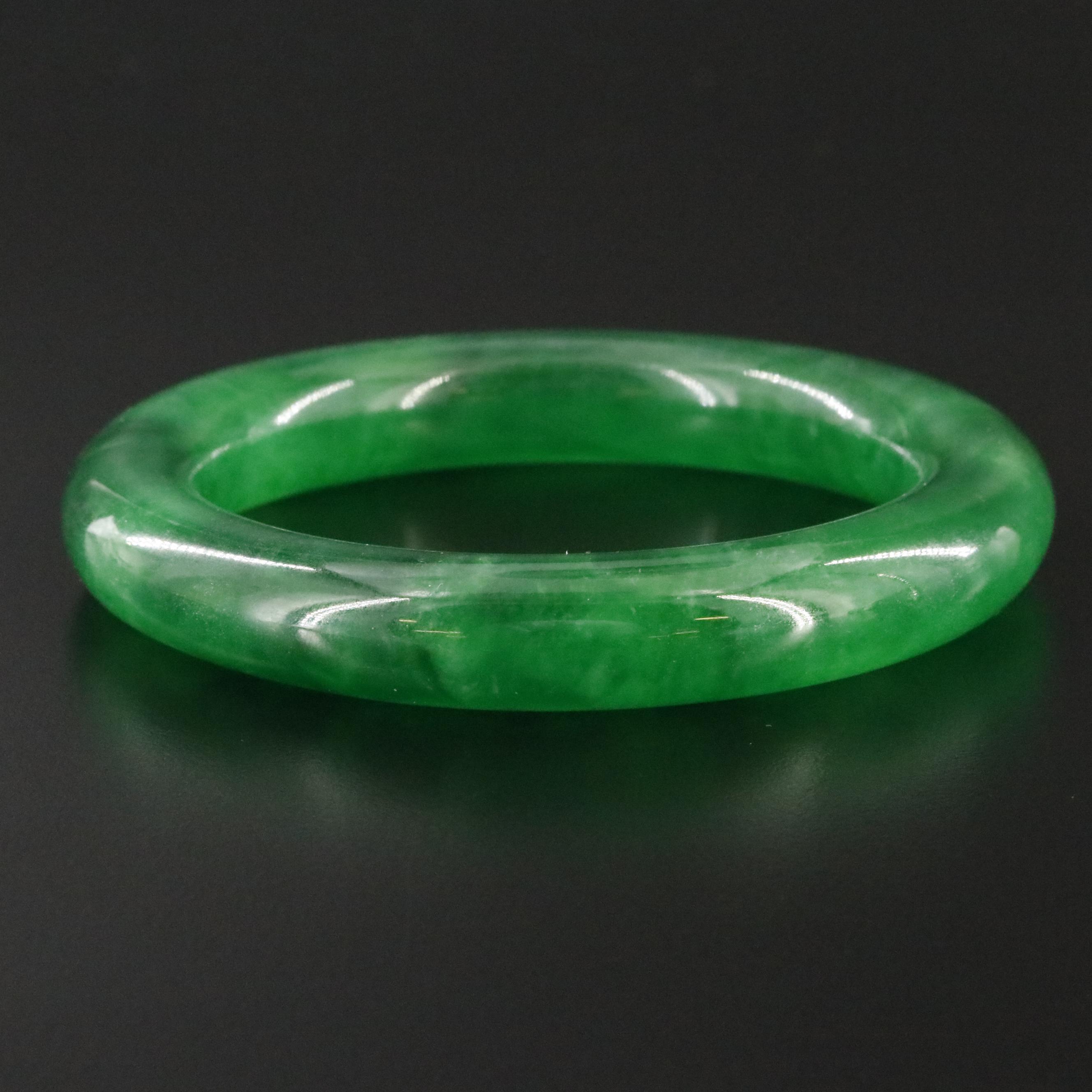 Jadeite Hololith Bangle Bracelet