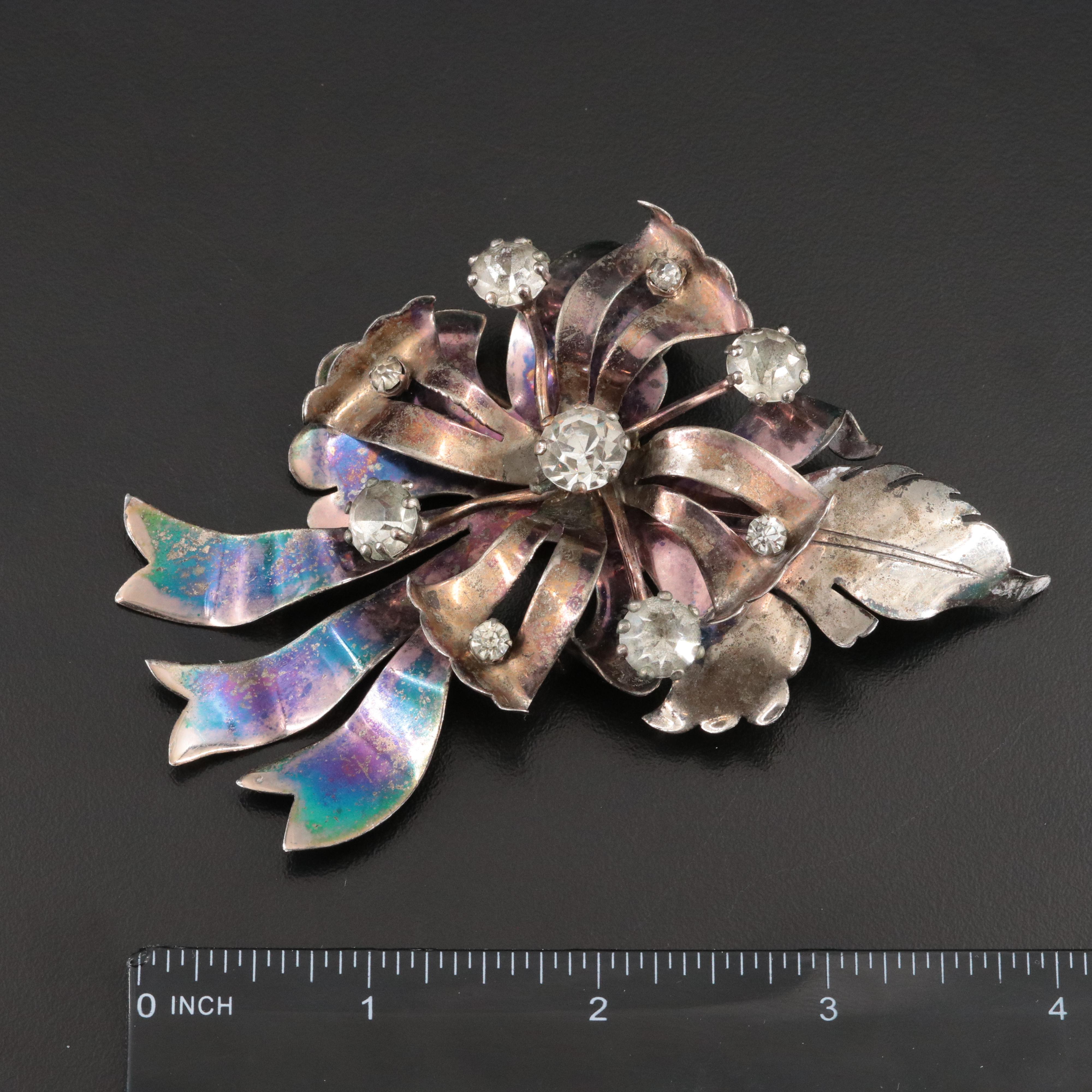 Vintage Sterling Rhinestone Brooches