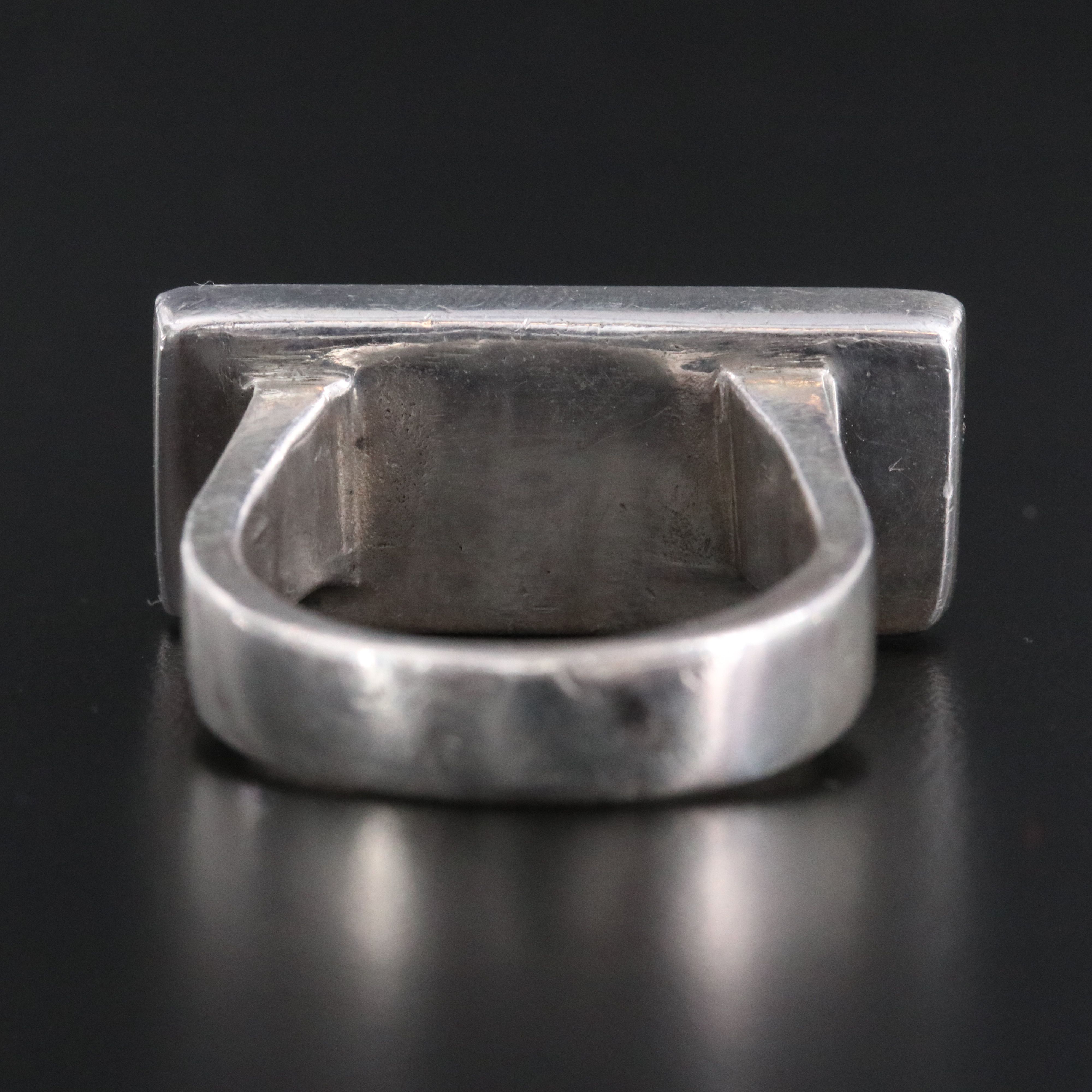 Sterling Bone and Wood Inlay Bar Ring