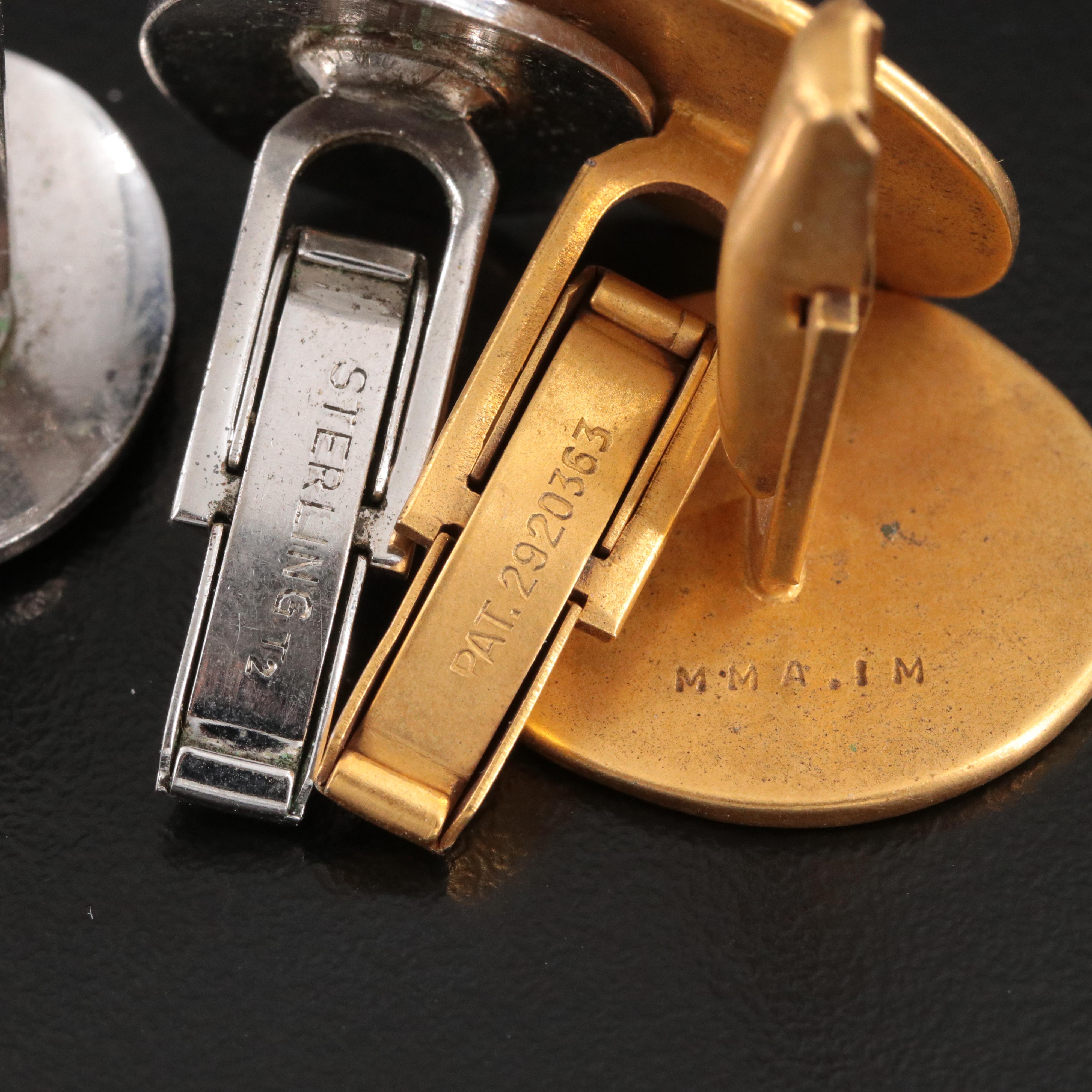 Vintage Cufflink Trio Featuring Sterling and Metropolitan Museum of Art