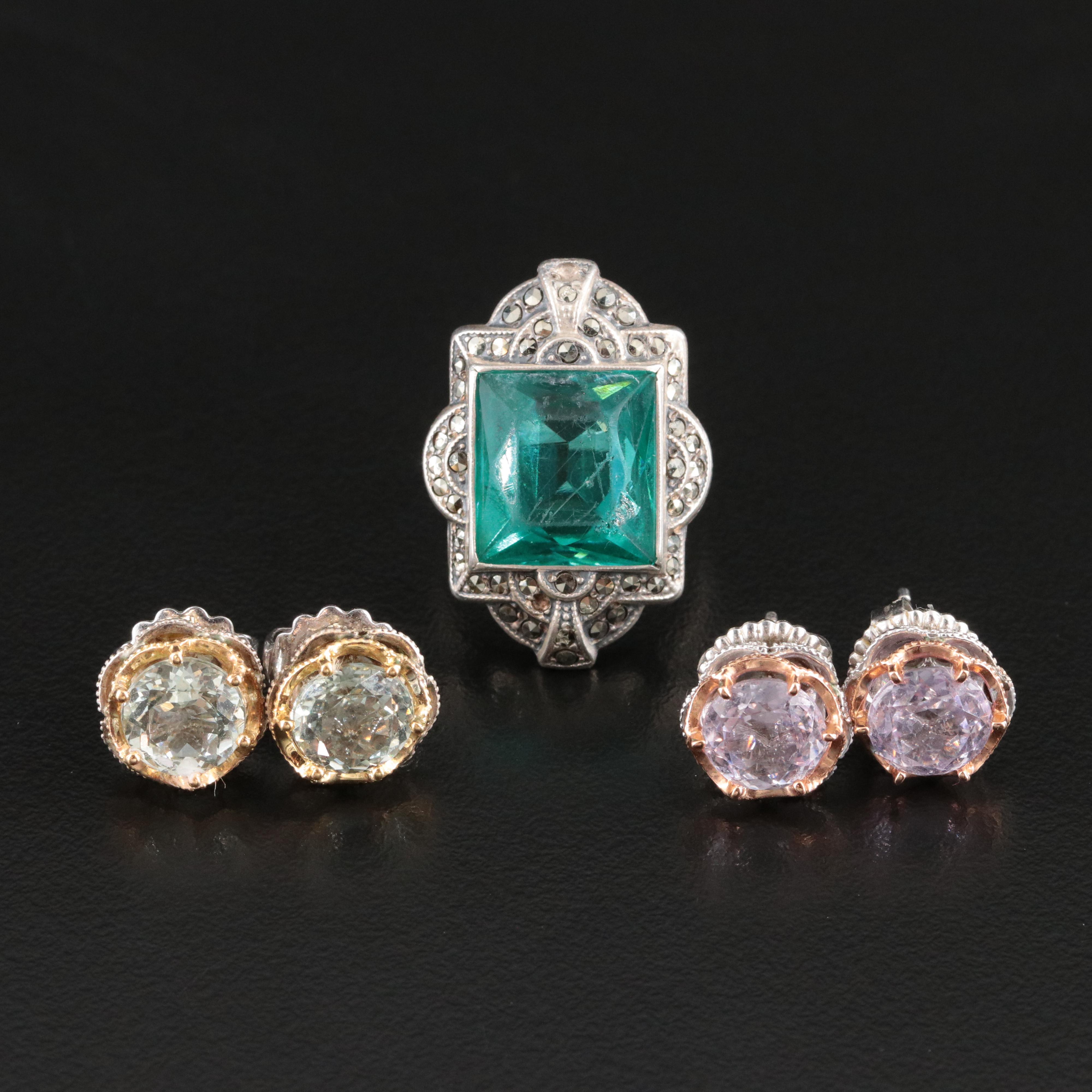 Tacori Sterling Earrings with 18K Accents and Ring