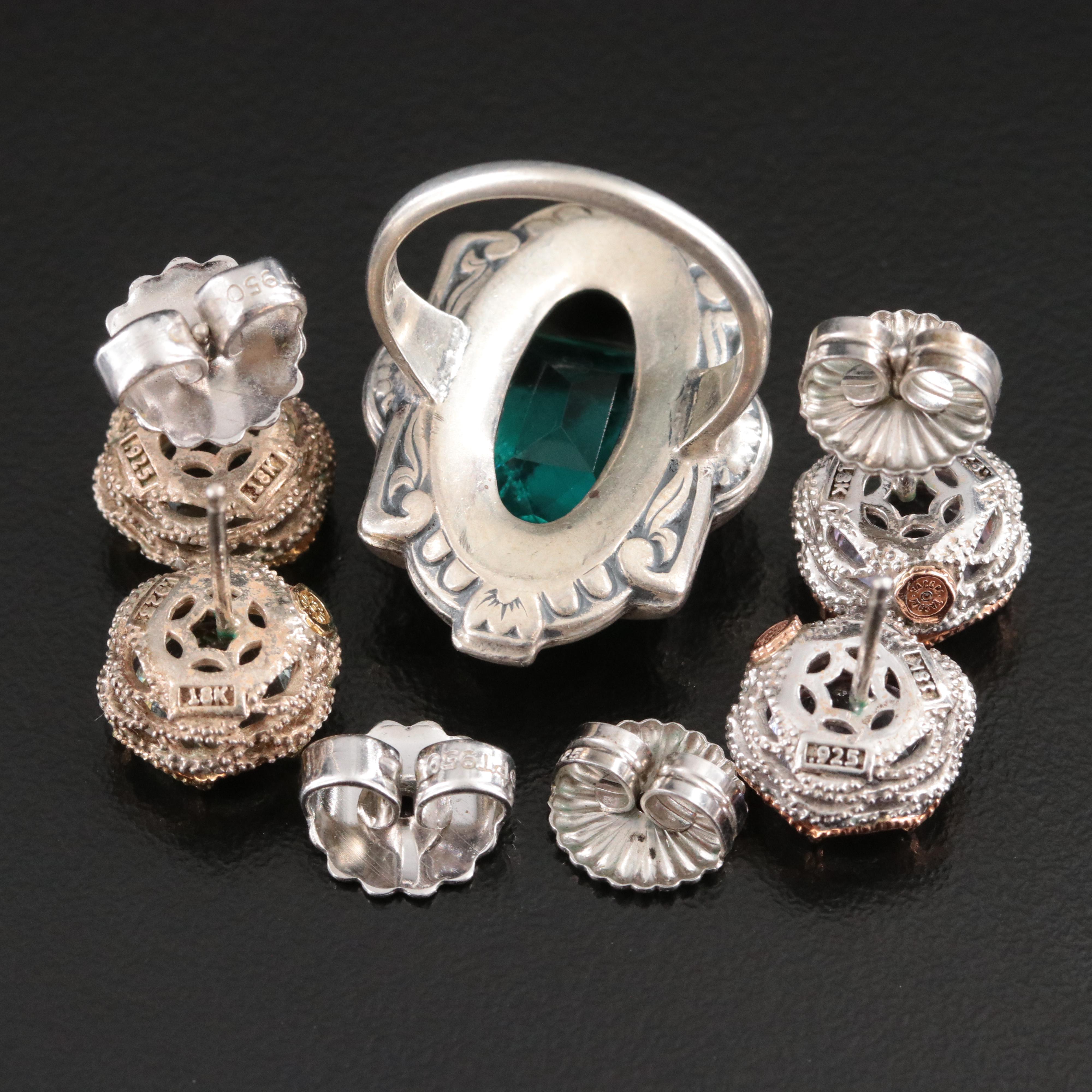 Tacori Sterling Earrings with 18K Accents and Ring